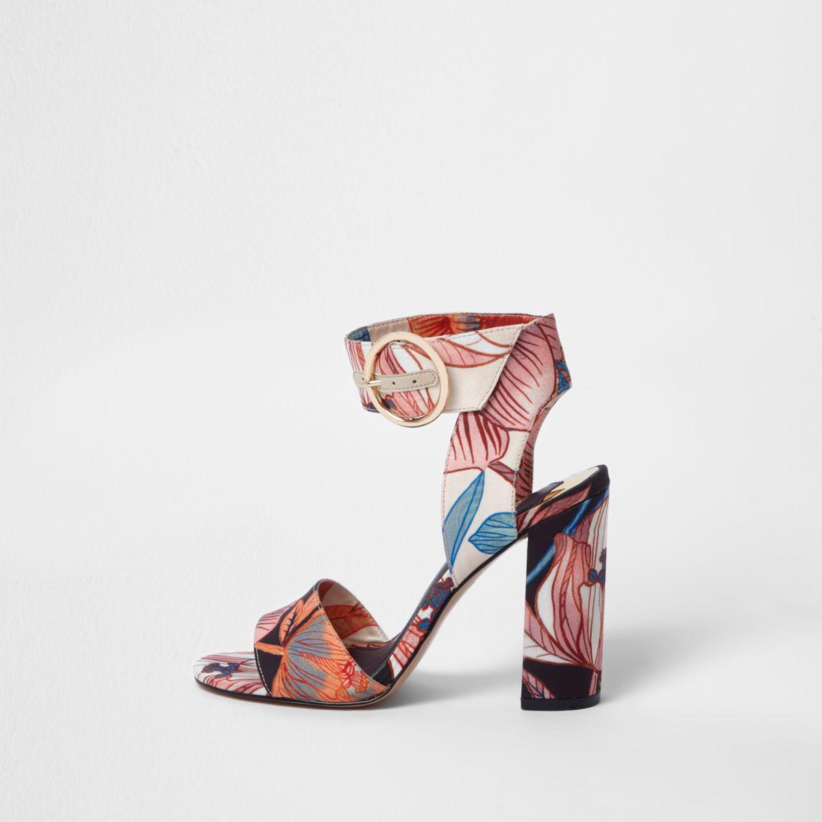 block floral heels