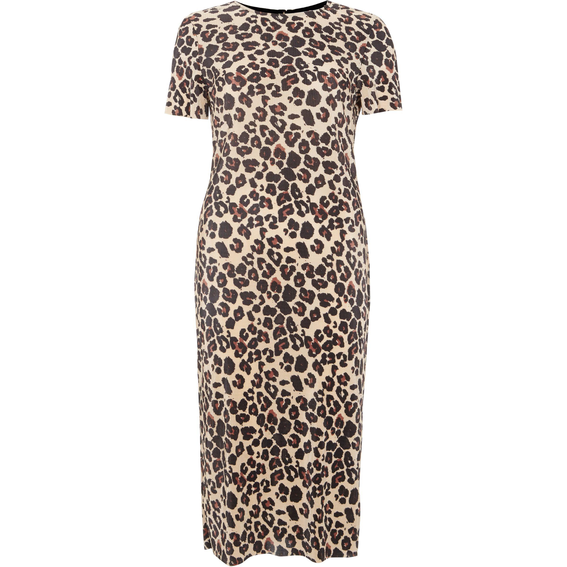 leopard print plisse dress
