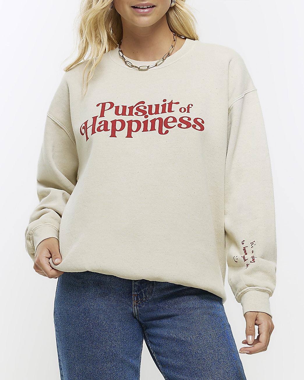 River Island Beige Graphic Sweatshirt in White | Lyst