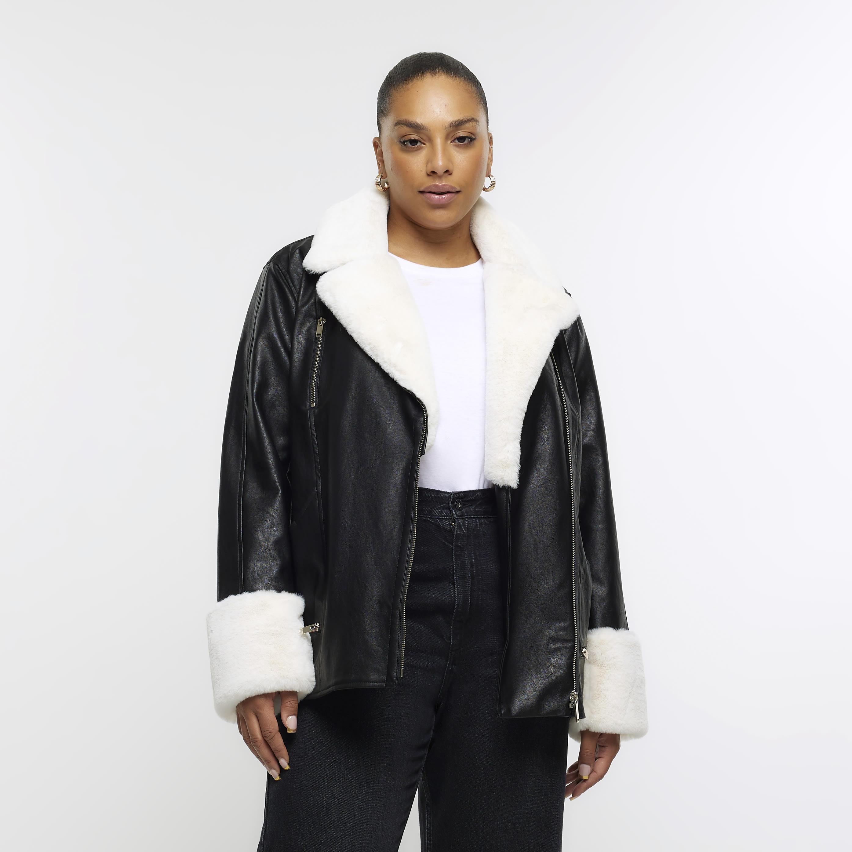 River island faux hotsell fur leather jacket