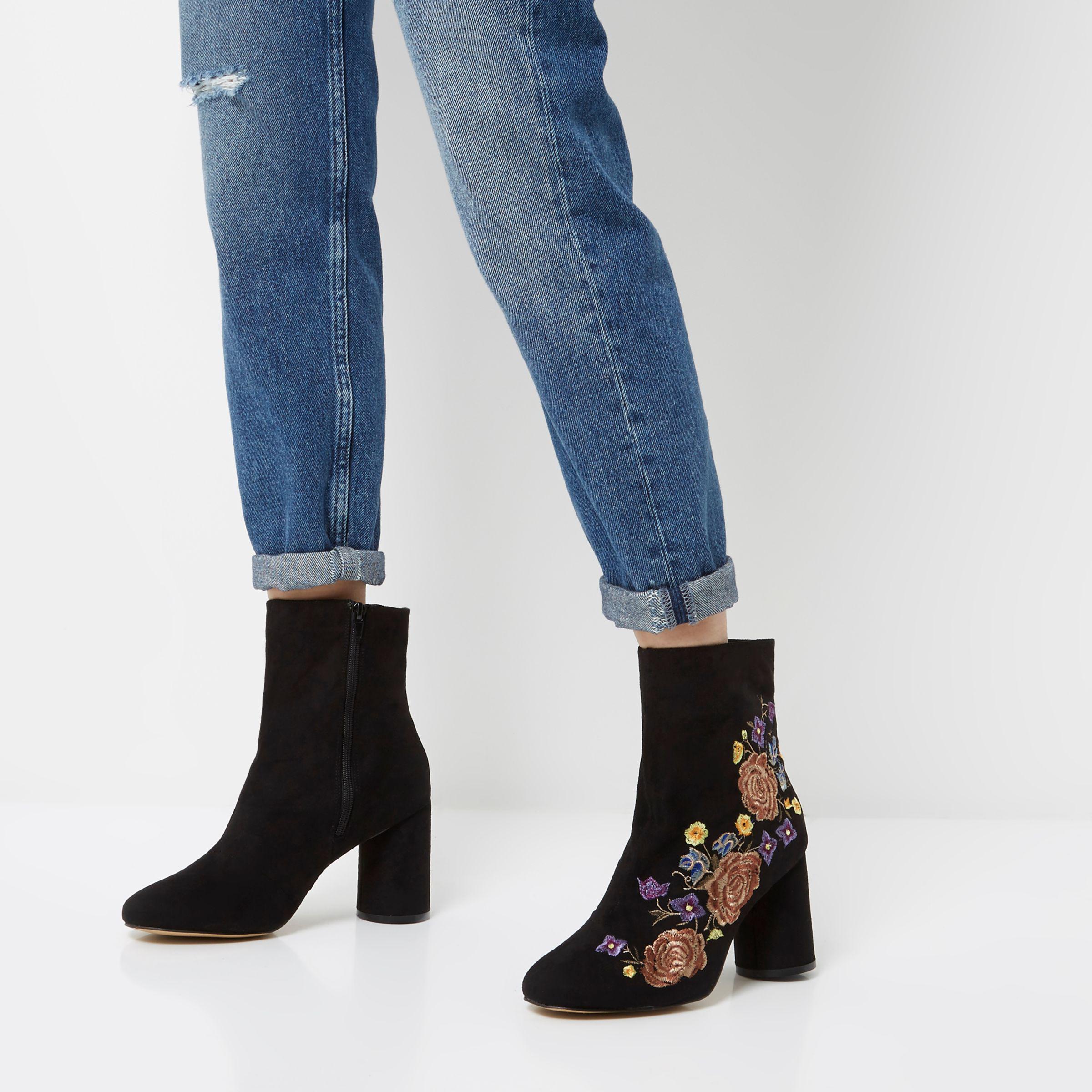 floral ankle booties