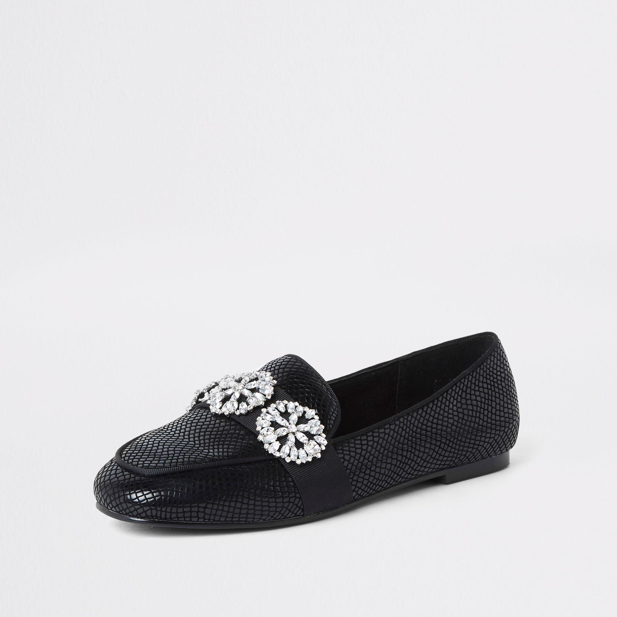 river island black flat shoes