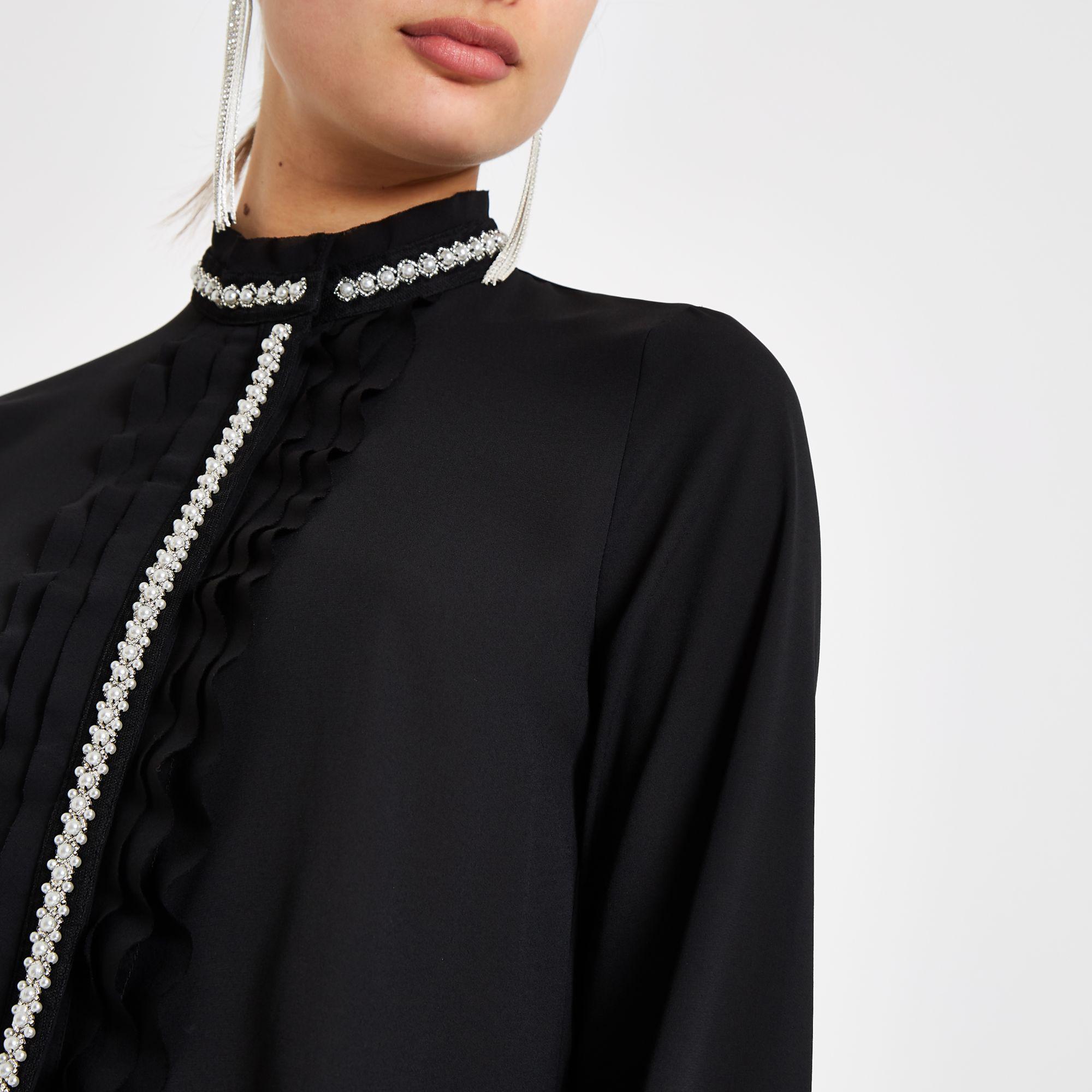 Pearl neck blouse Outlet