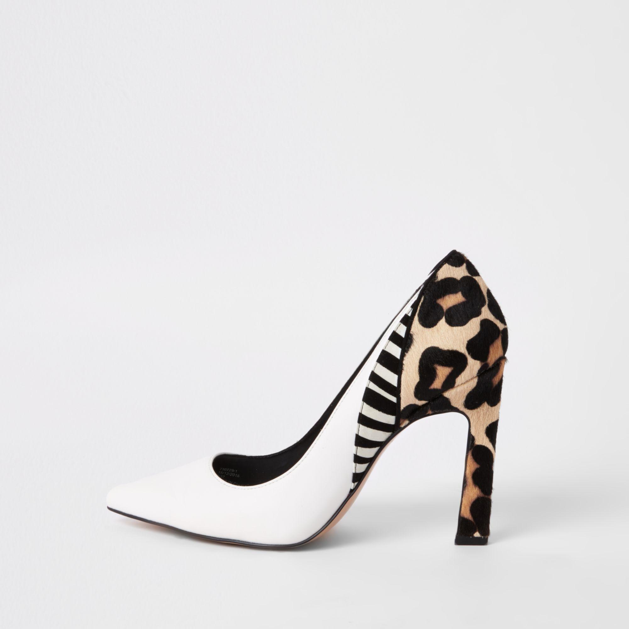 River Island Court Shoe In Mixed Animal 