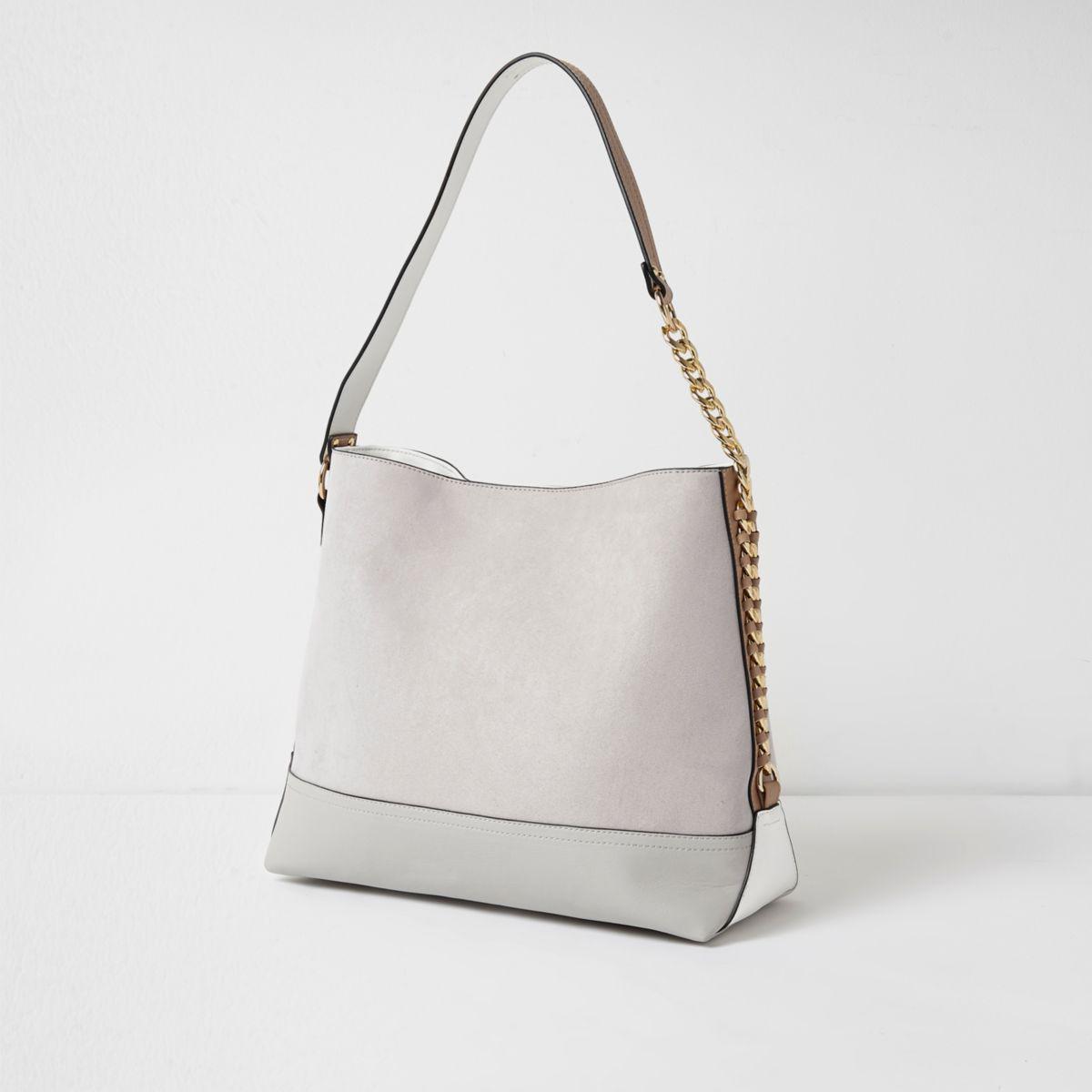 River Island Synthetic Grey Chain Trim Underarm Slouch Bag Grey Chain ...