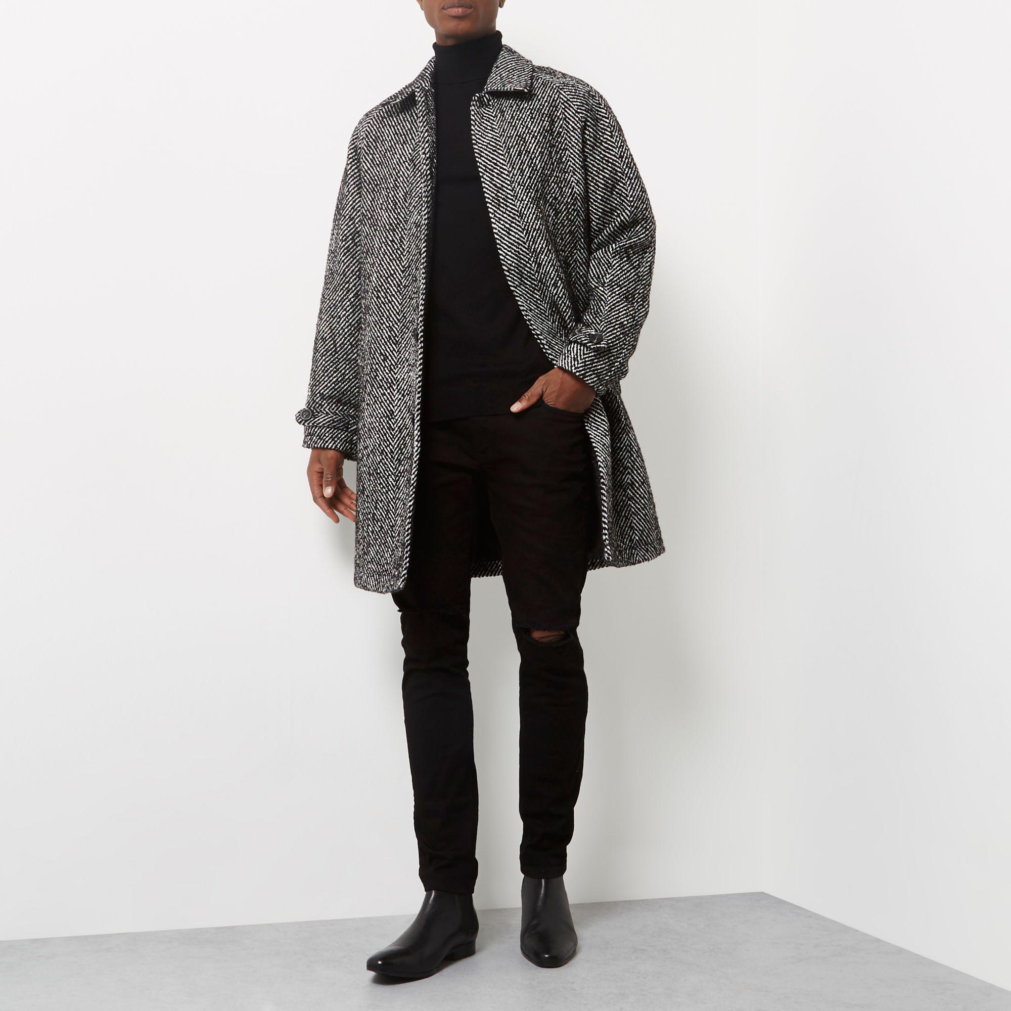 river island grey wool coat