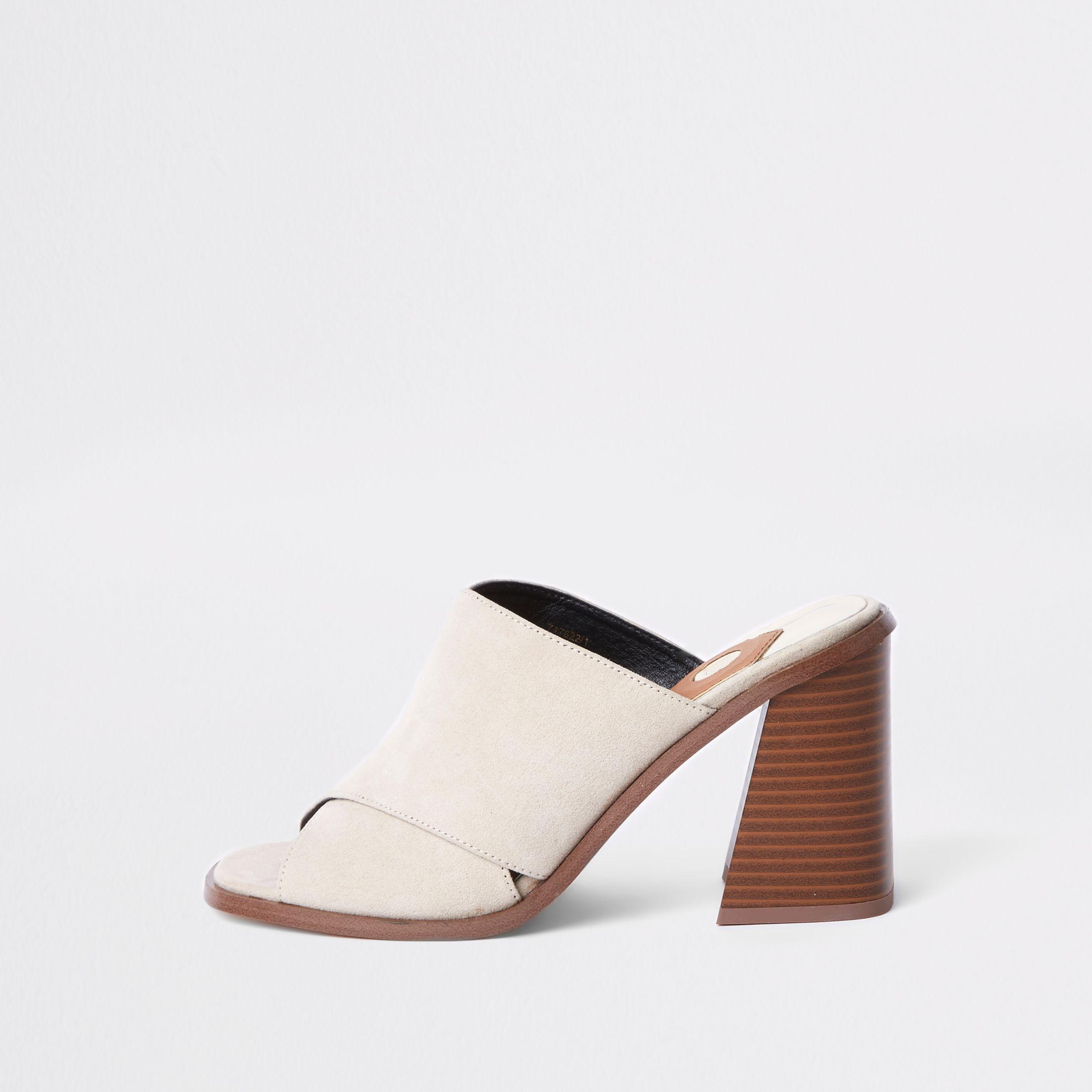 cream heeled mules