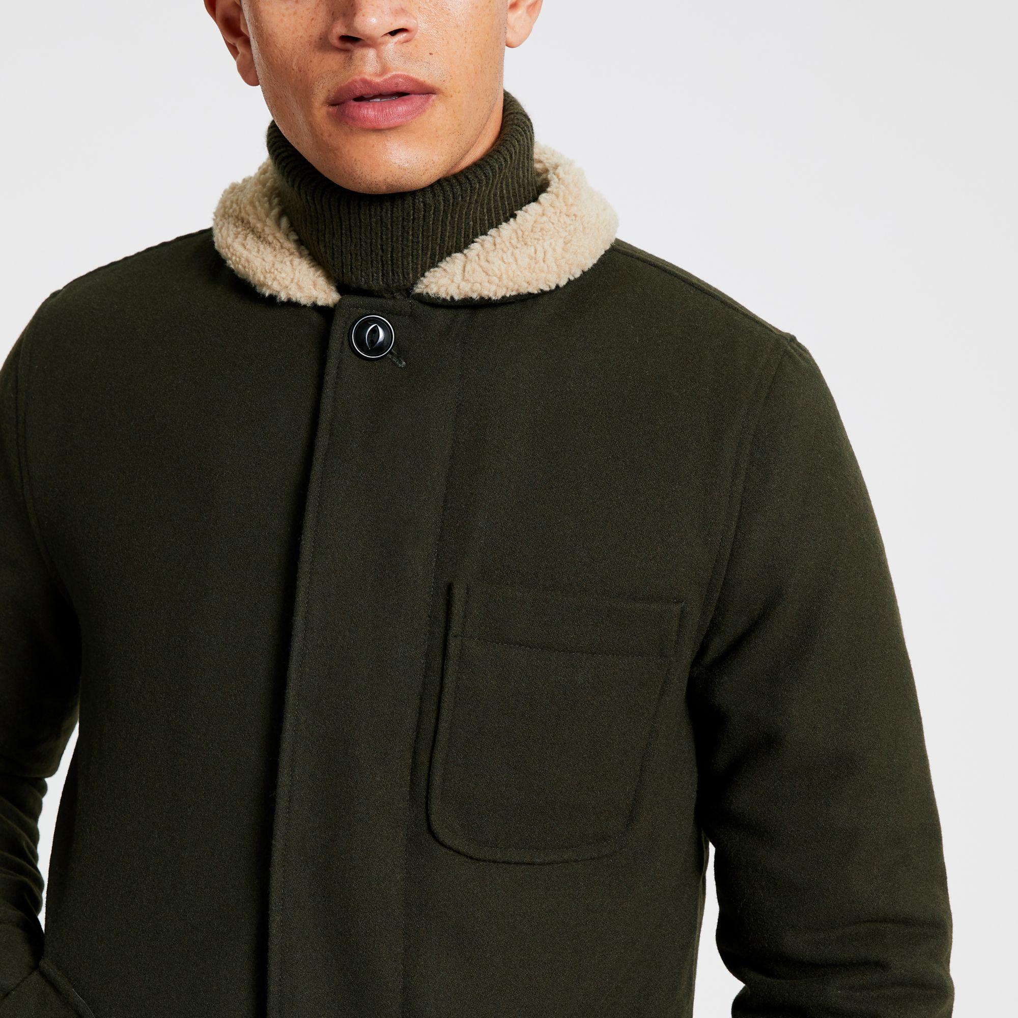Bellfield Wool Bellfield Khaki Collar Jacket in Green for Men Lyst