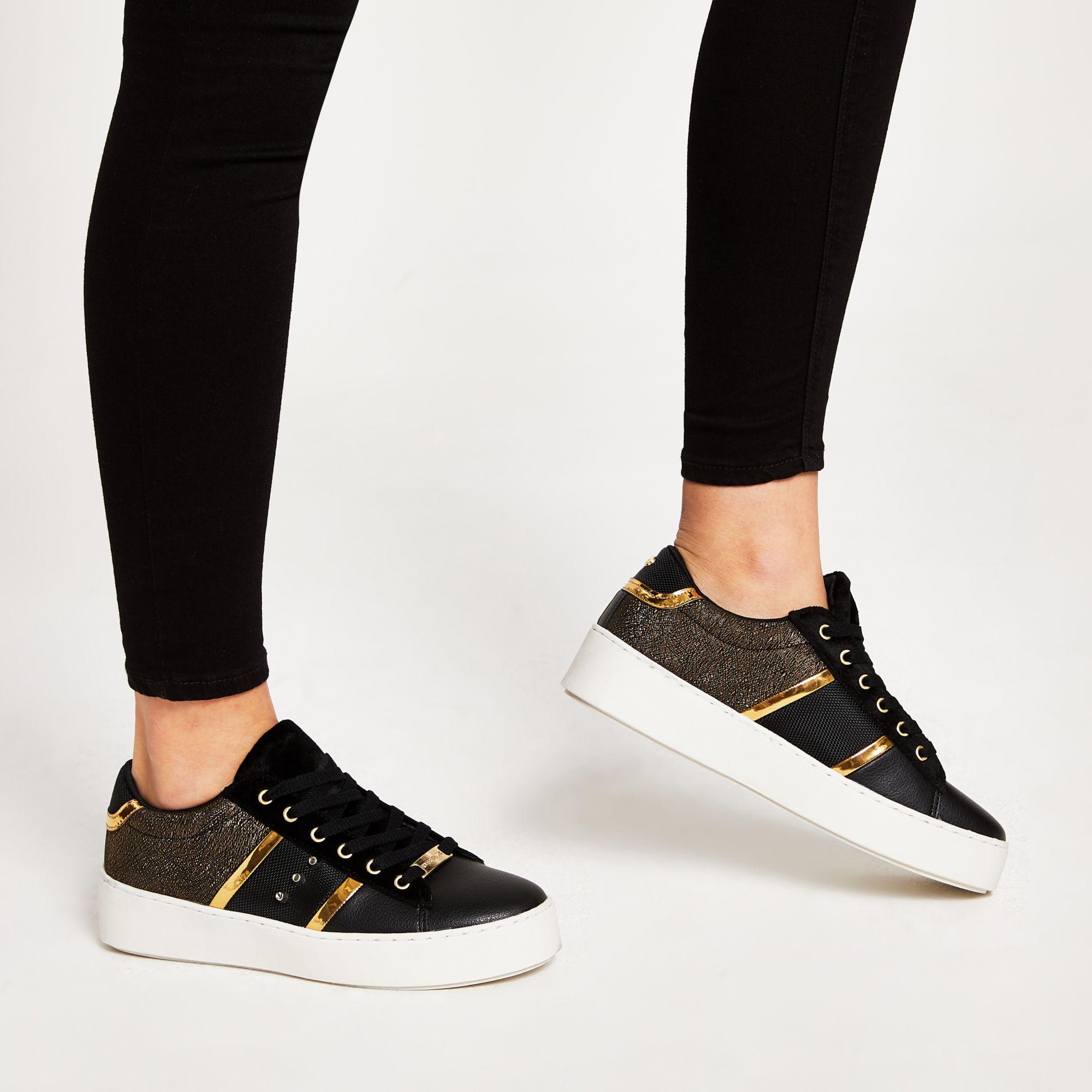 womens black trainers river island
