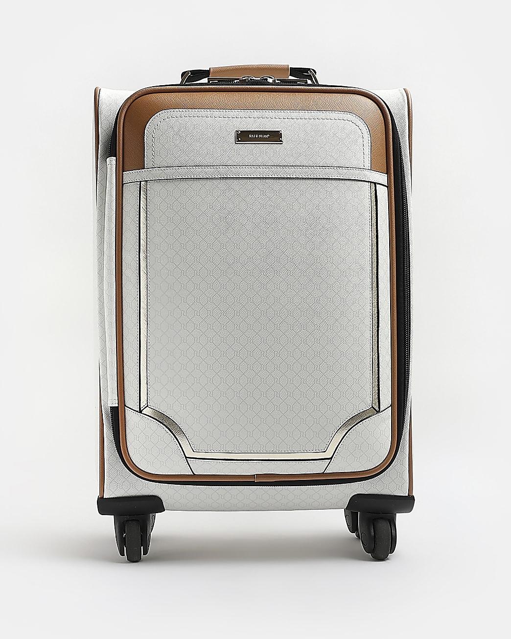 White Ri Monogram Print Suitcase | Lyst