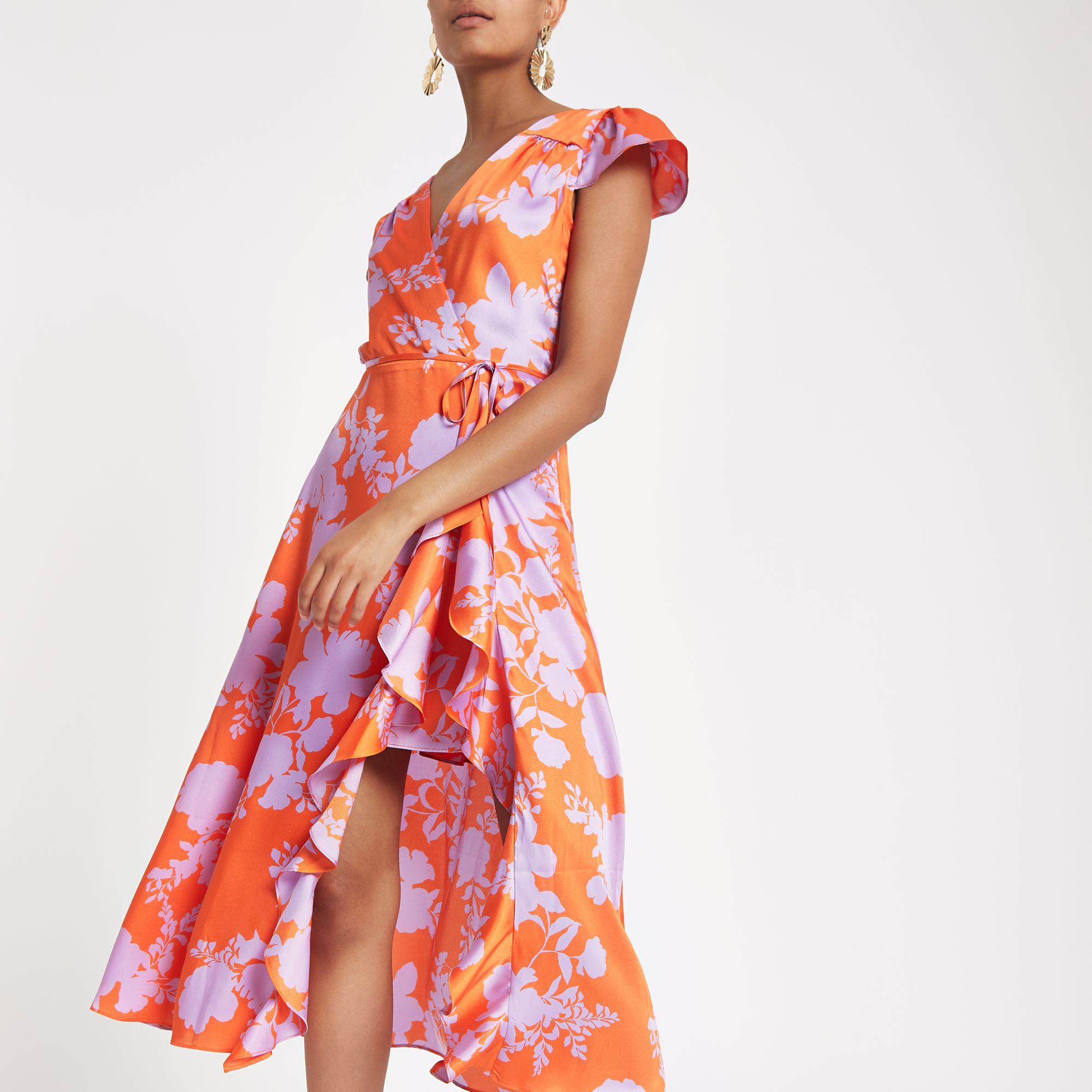 river island red wrap dress