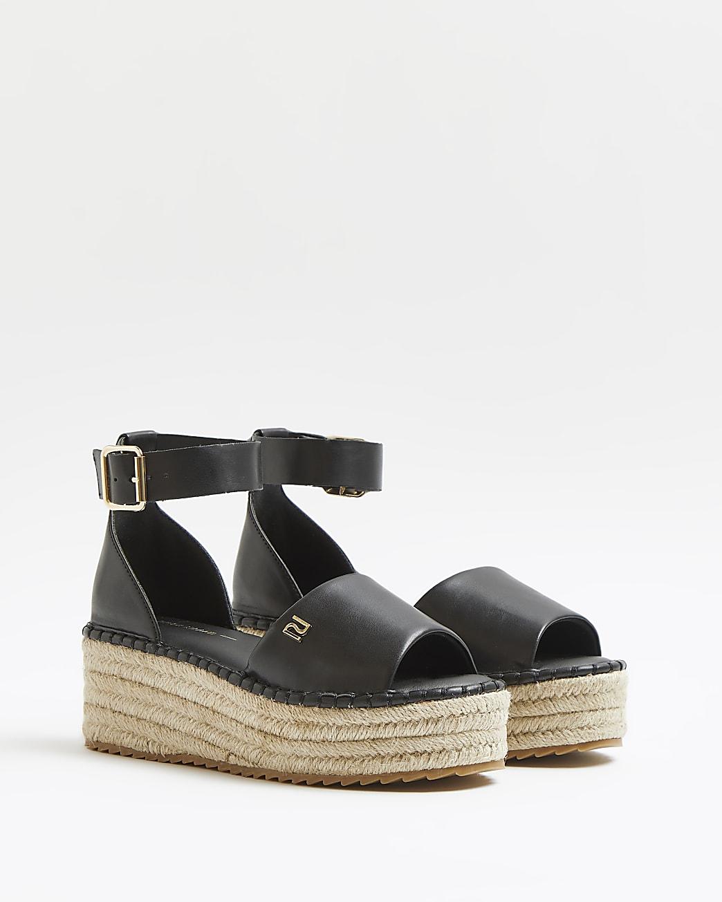 black flatform espadrilles