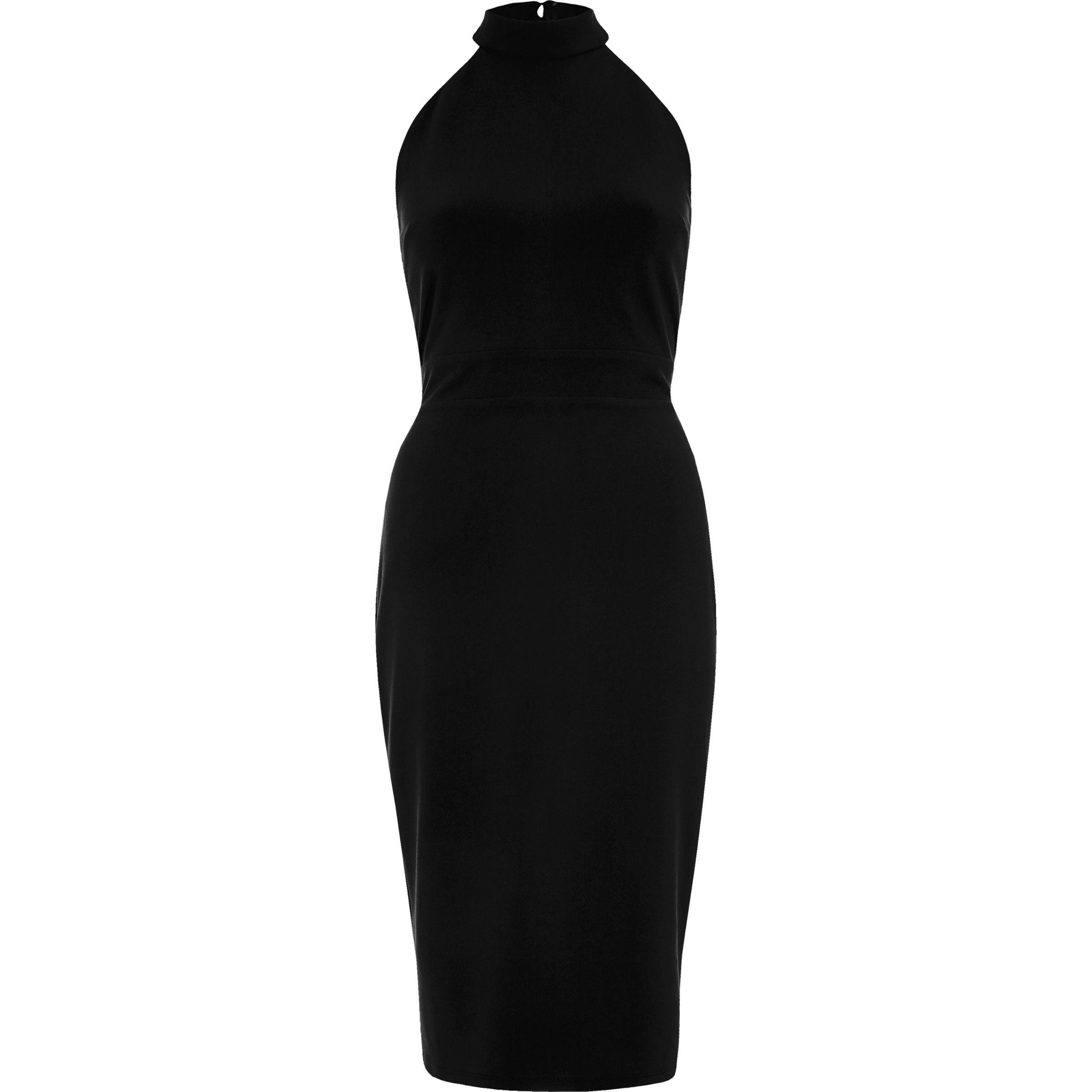 river island bodycon dress with tie neck in white