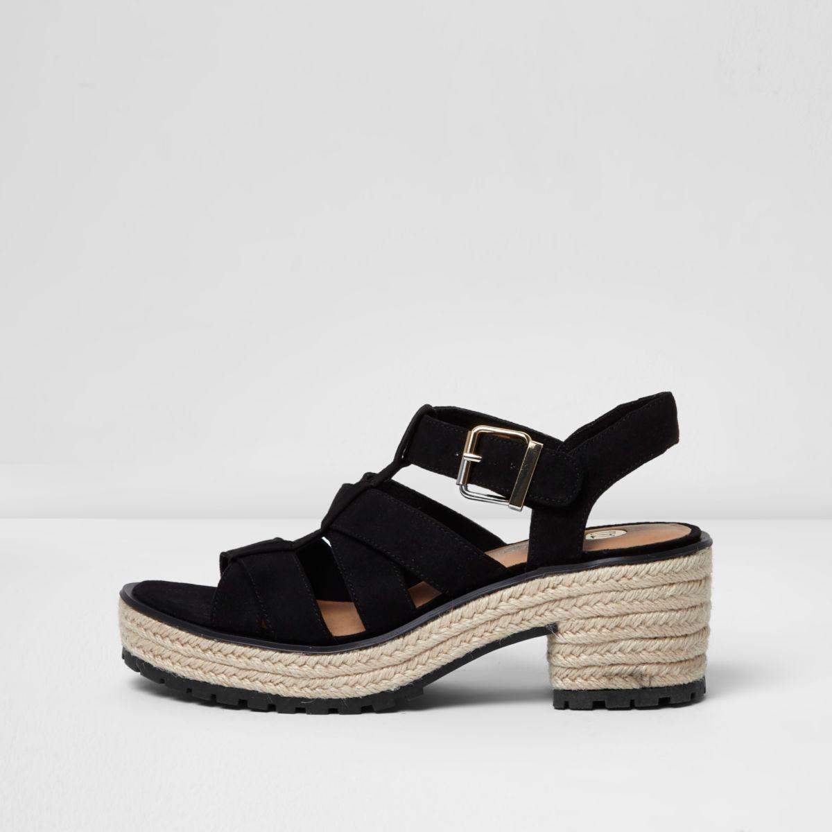 black strappy espadrille sandals