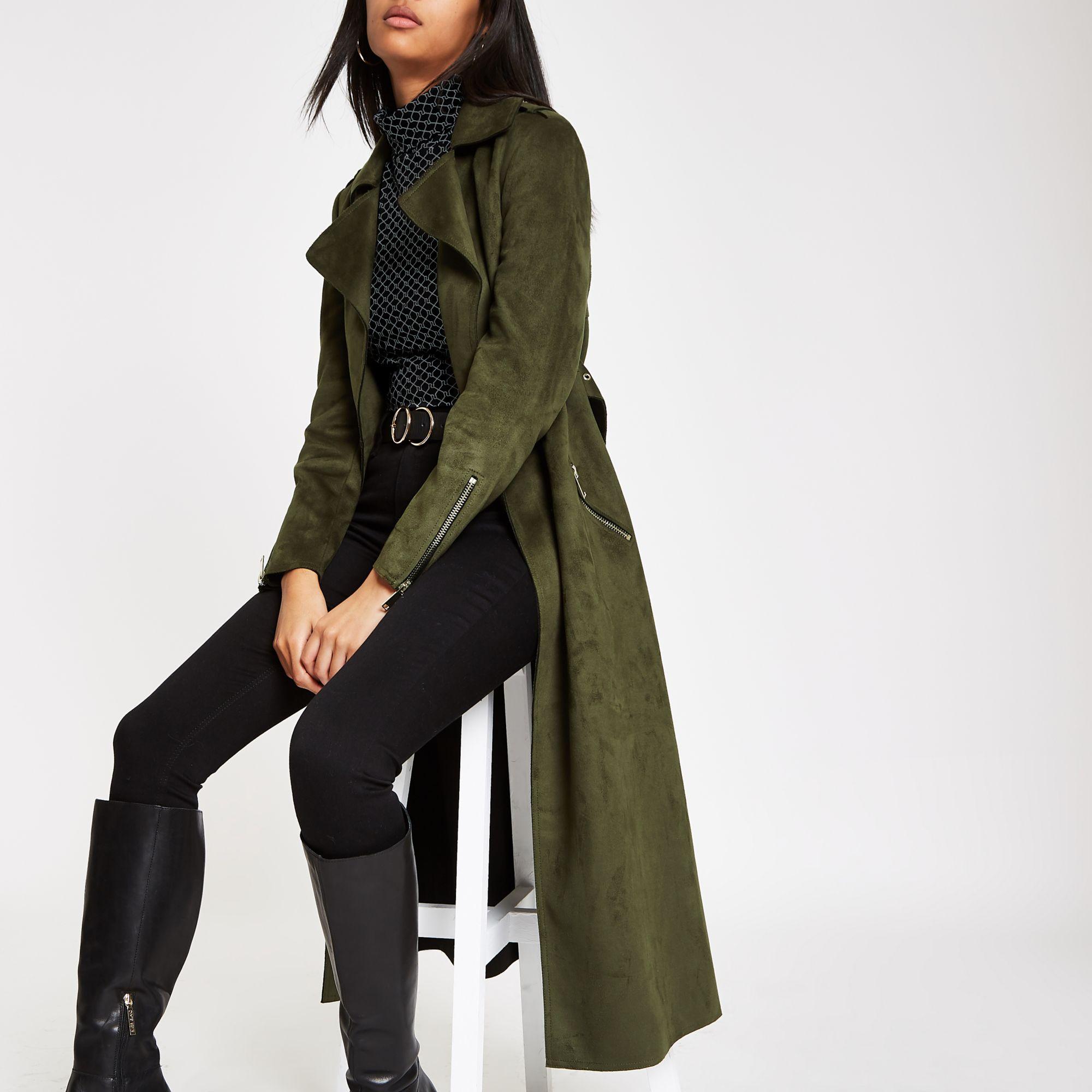 green suede trench