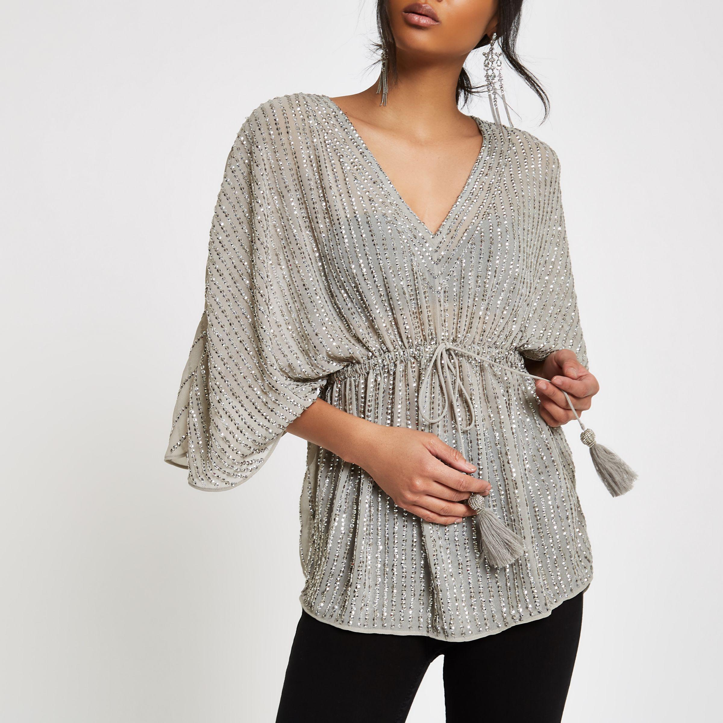 river island sequin kimono dress