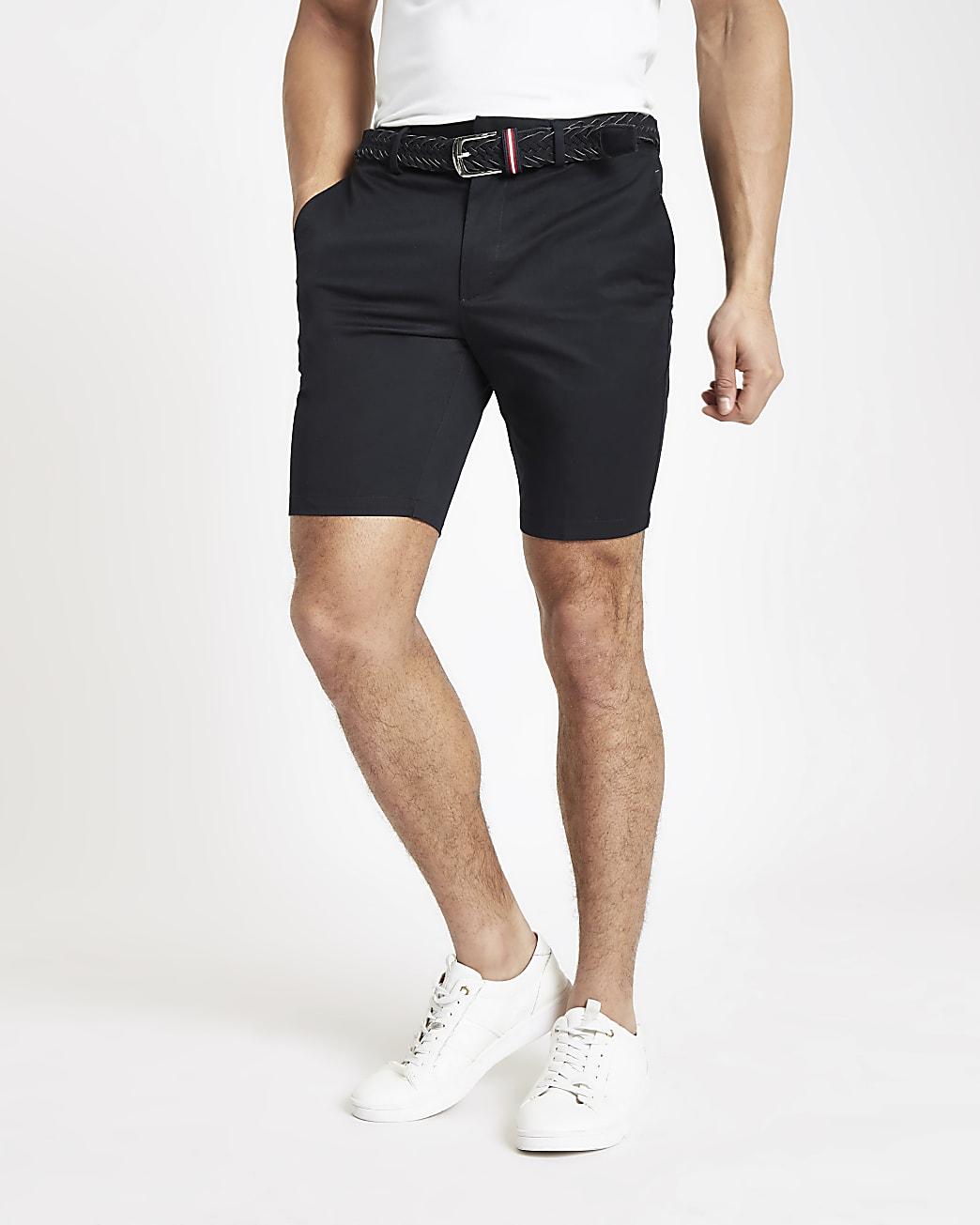 Cotton Belted Slim Fit Chino Shorts 