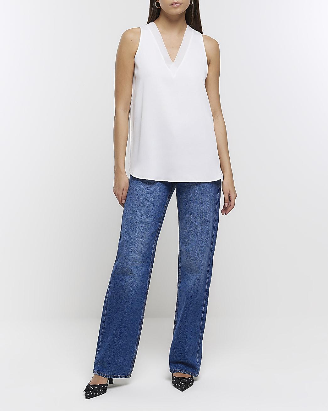 River Island White Chiffon Tank Top | Lyst