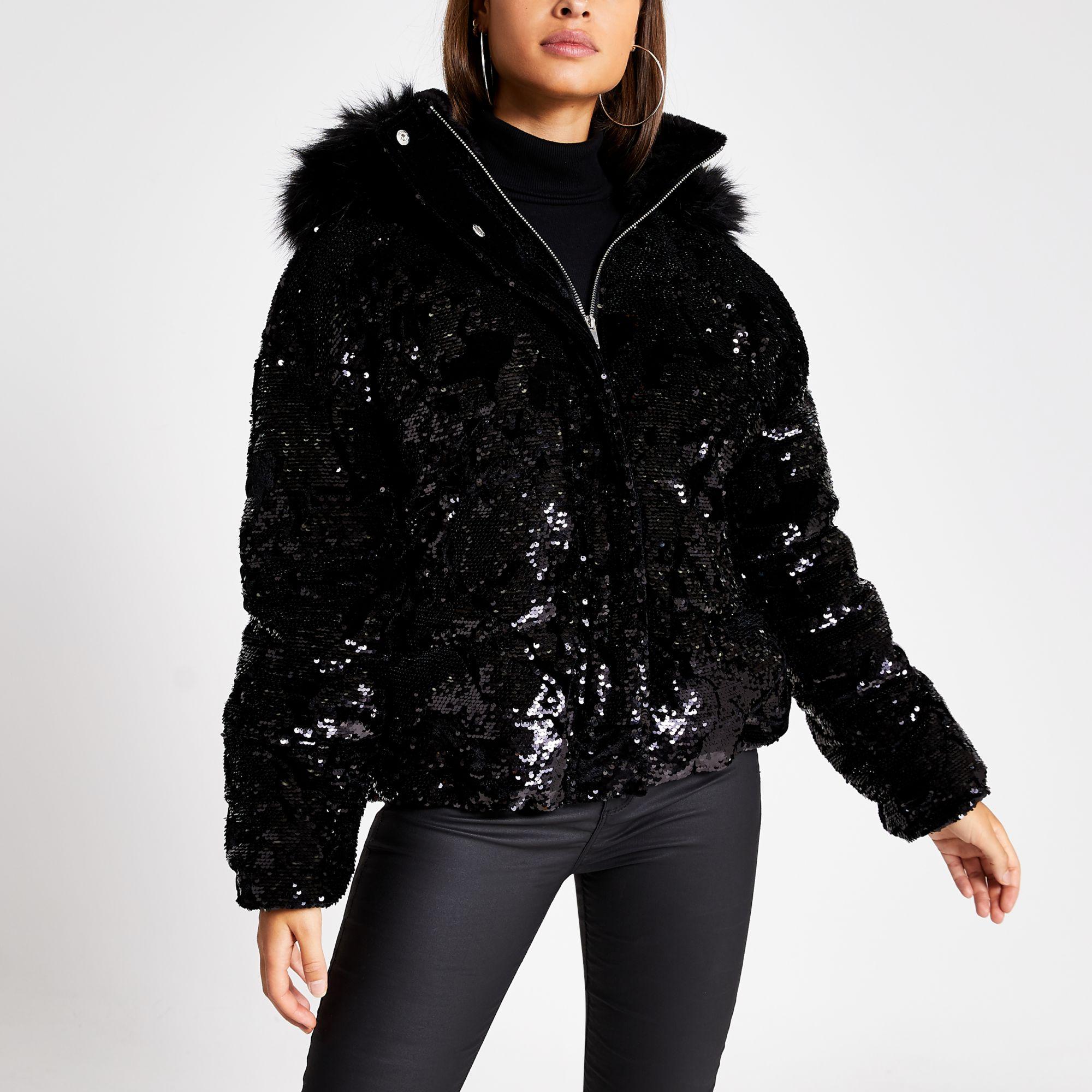 sequin puffer jacket