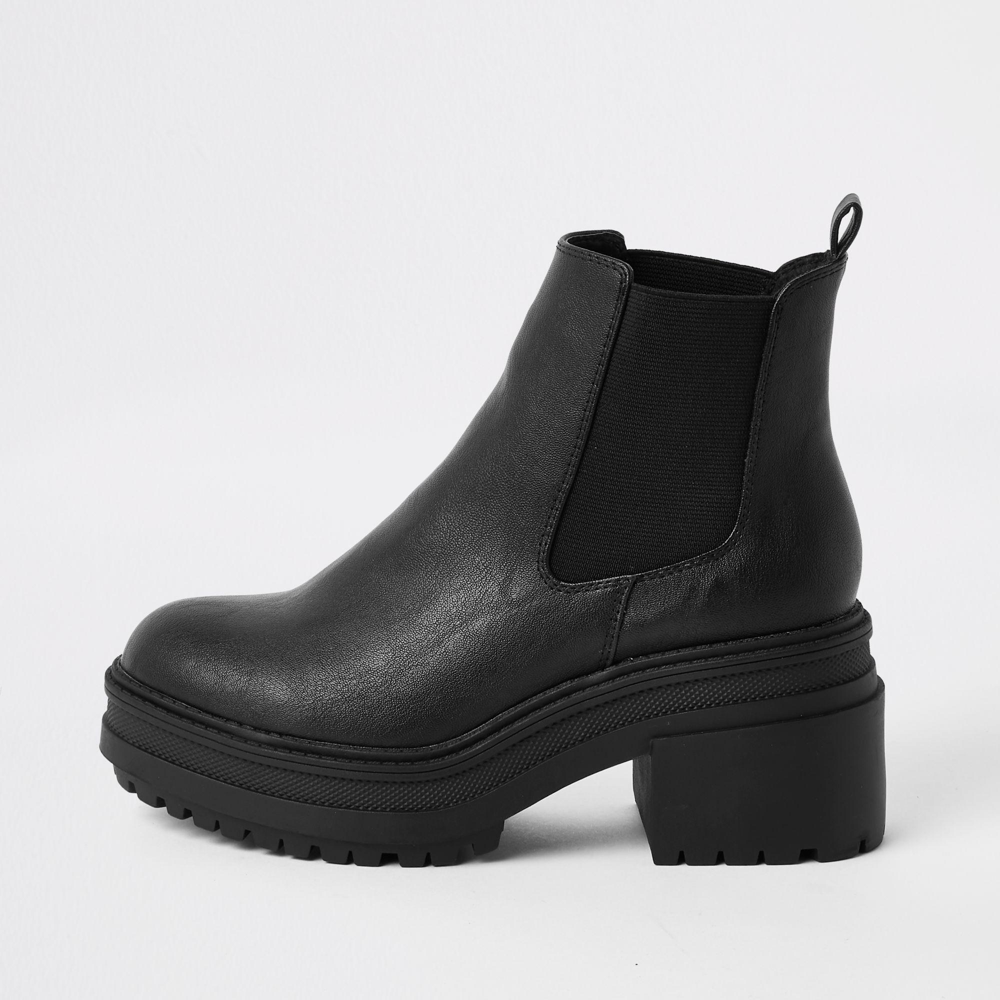 river island black chunky boots