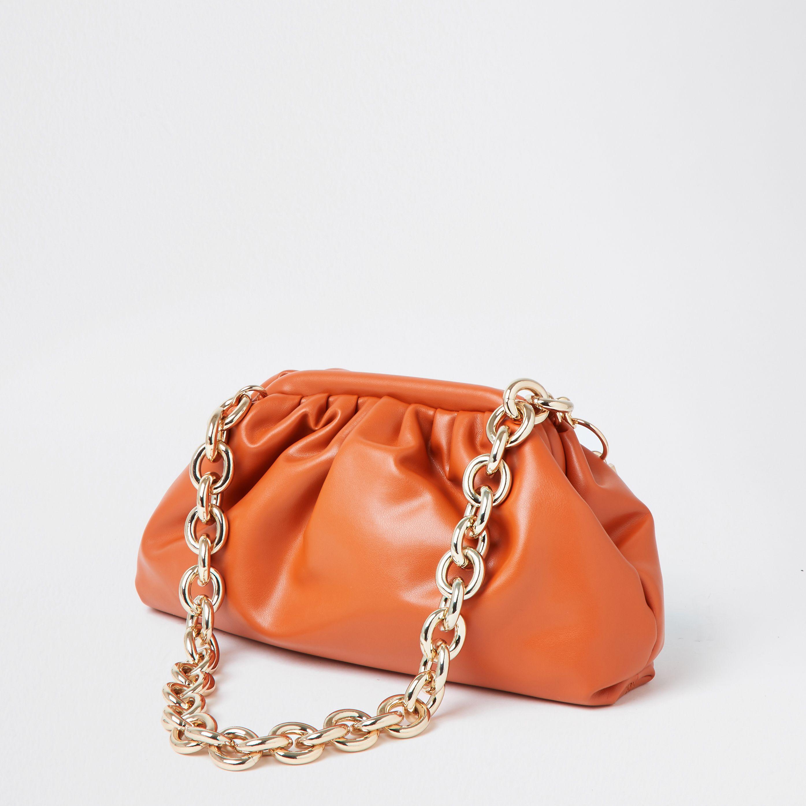 orange chain bag