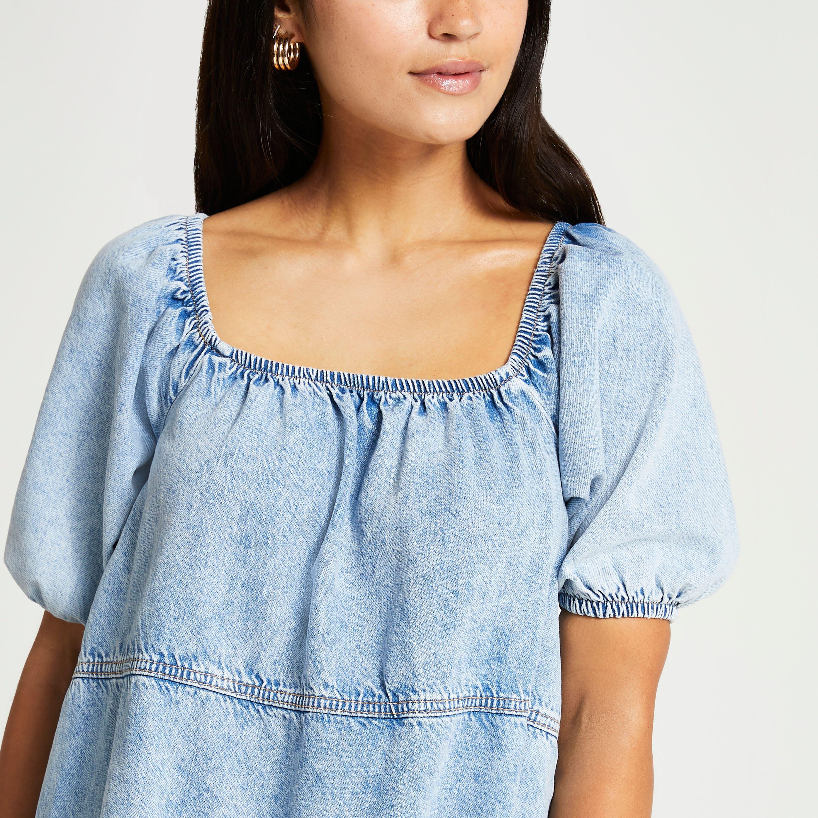 River Island Petite Blue Denim Smock 