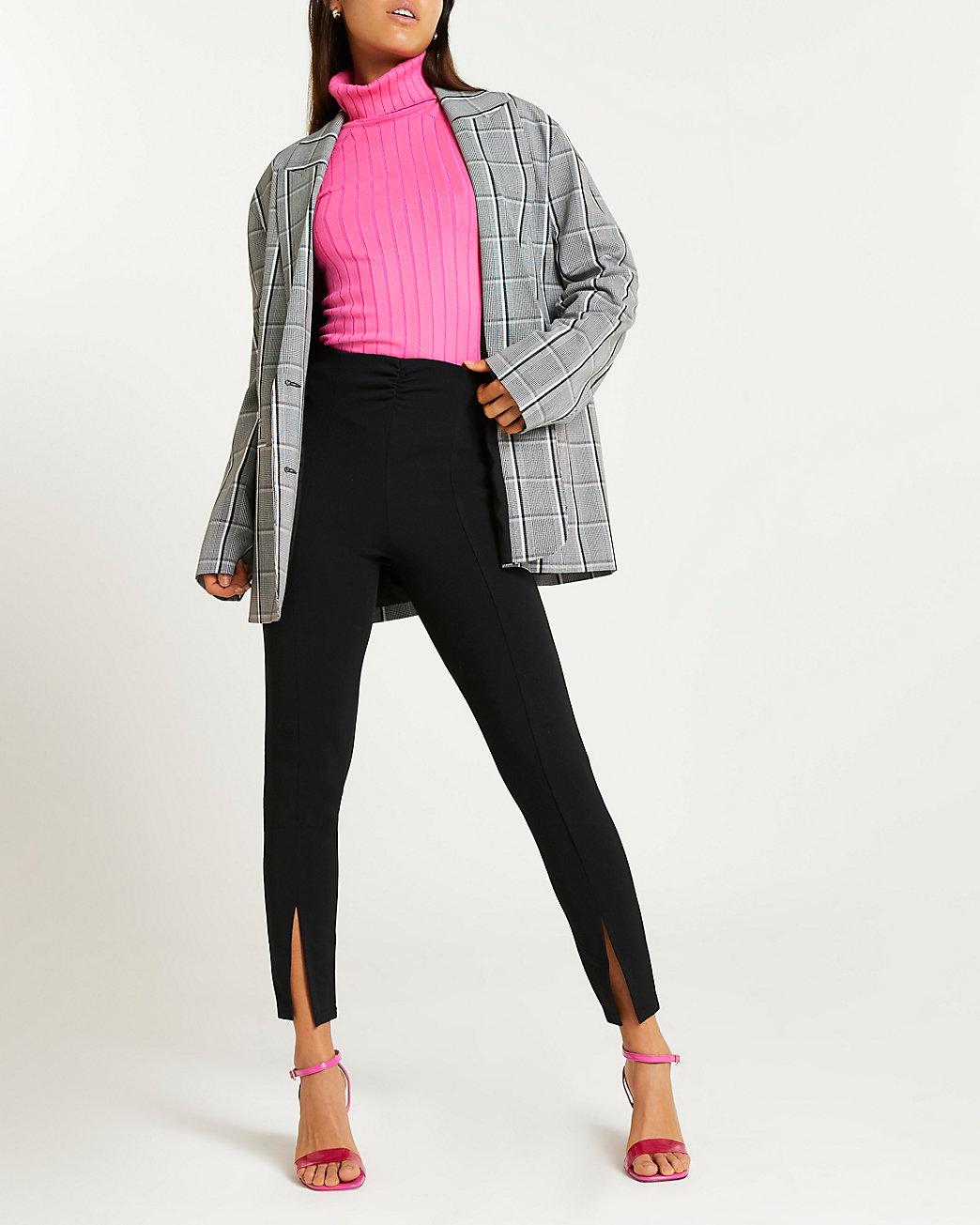 River Island Black Ruched Split Front 