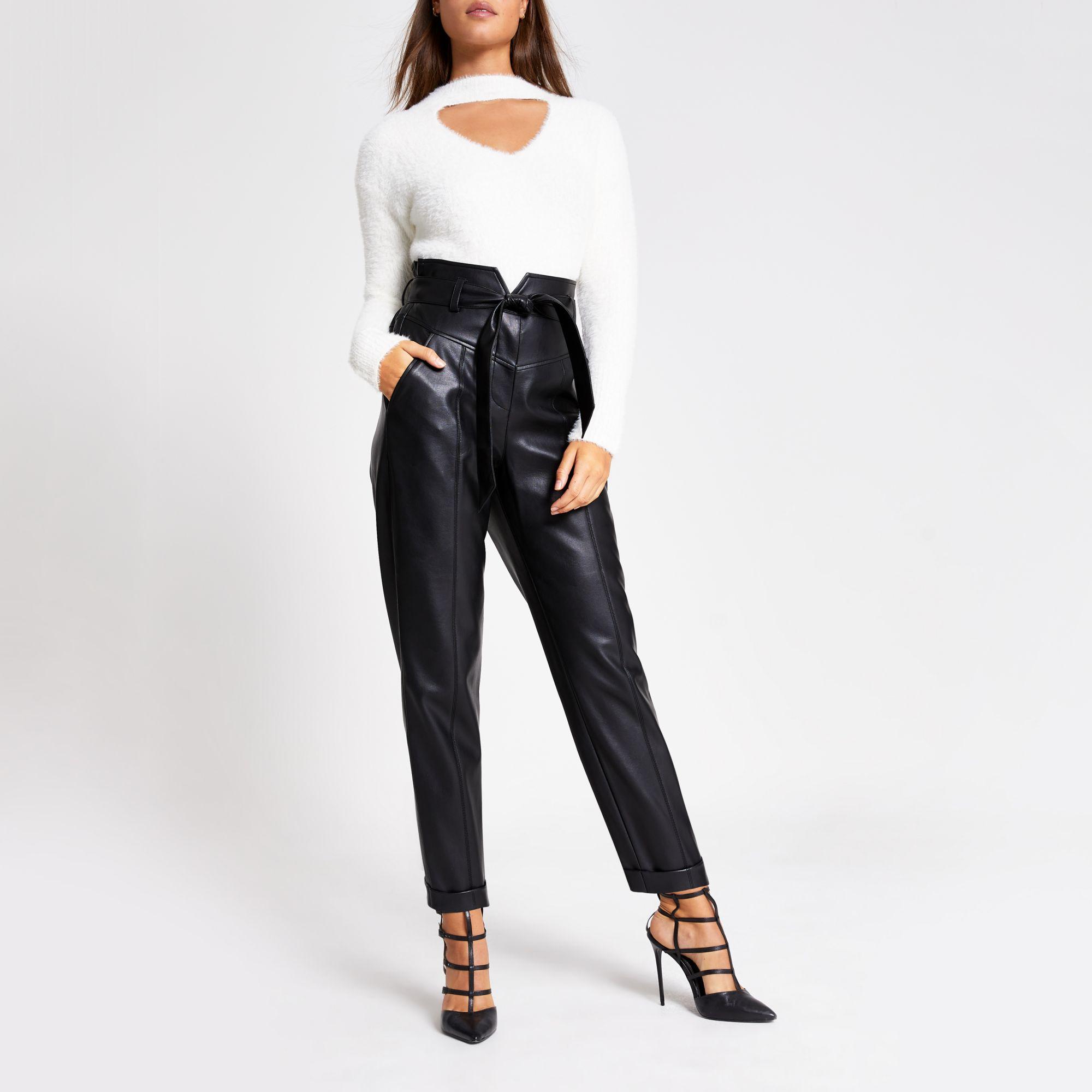River Island Black Faux Leather Corset 