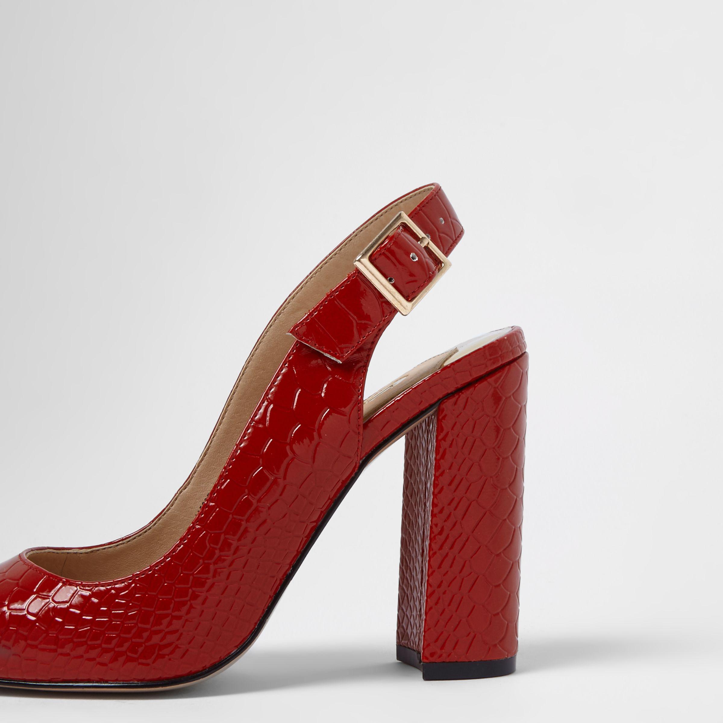 red block heel slingback
