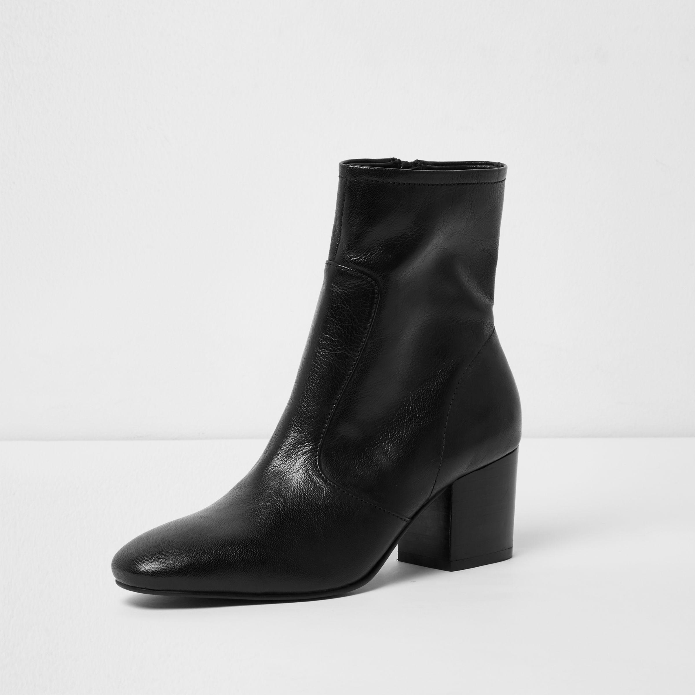 black leather sock ankle boots,Free delivery,www.workscom.com.br