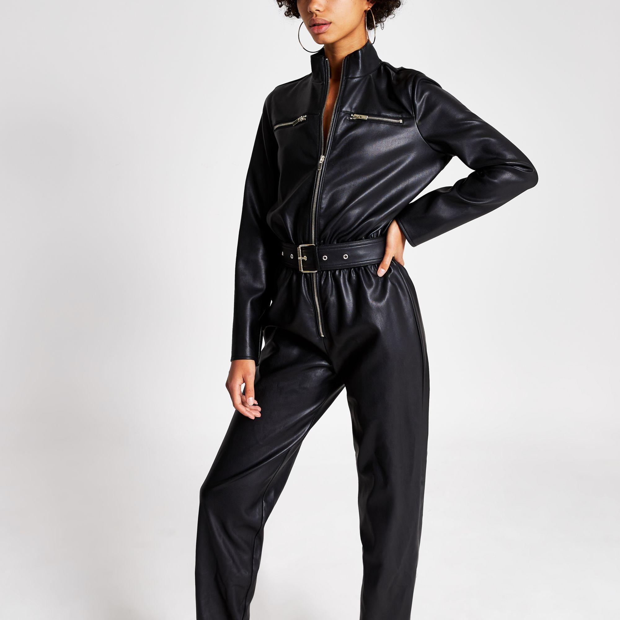 Faux Leather Boiler Jumpsuit 