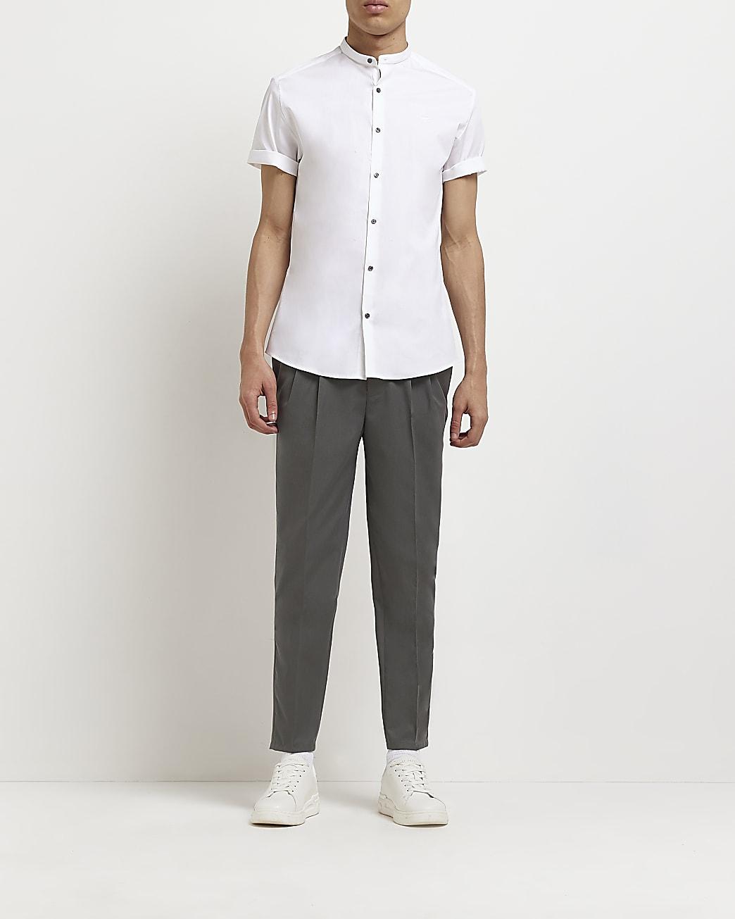 Short Sleeve Grandad Shirt for Men 