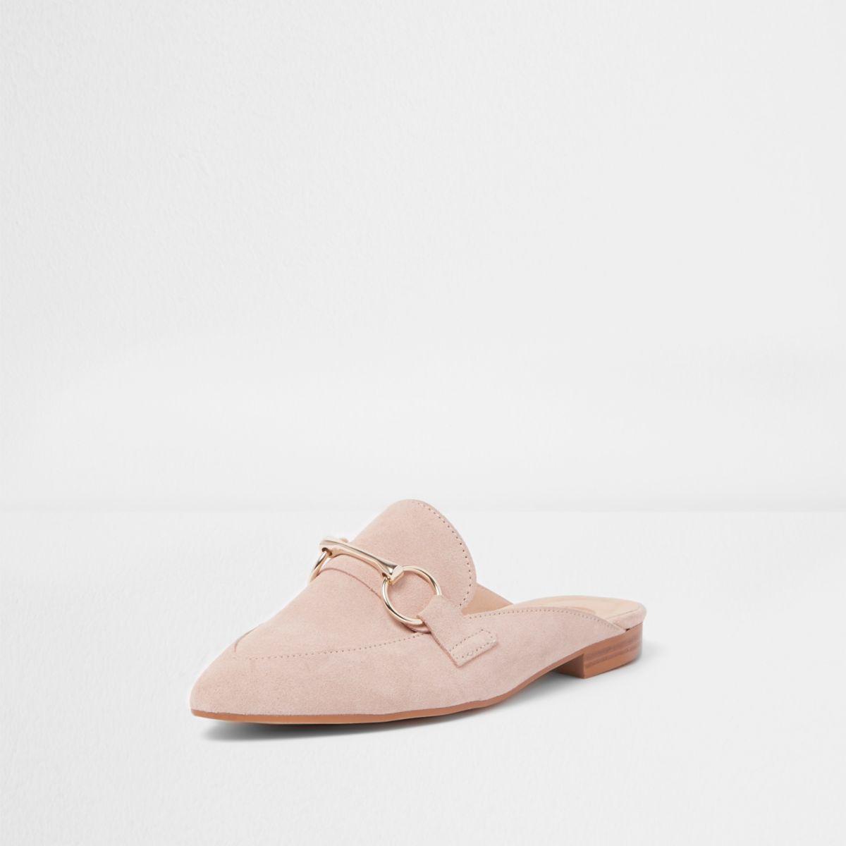 pink backless loafers