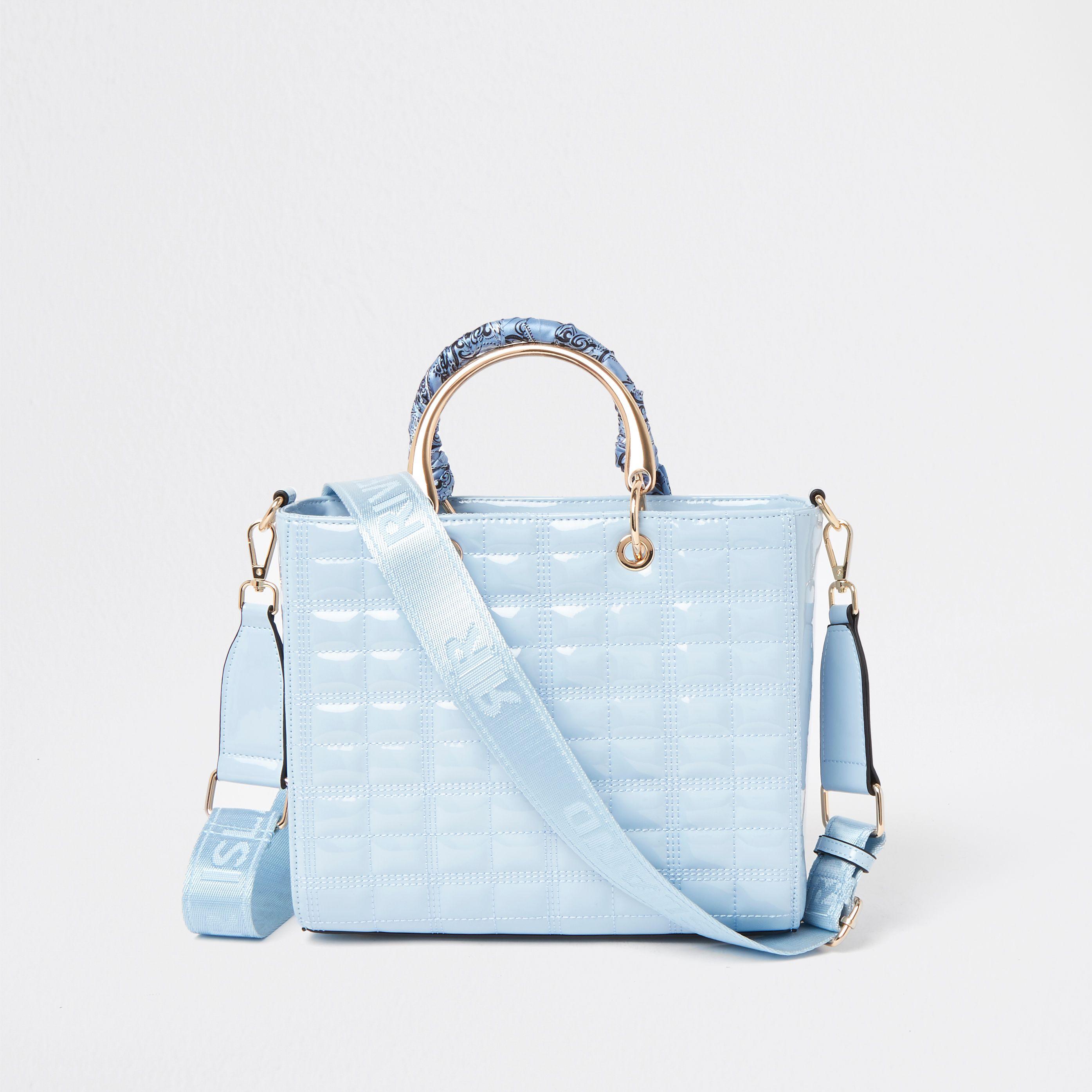 River Island Blue Ri Boxy Quilted Tote Bag | Lyst Canada