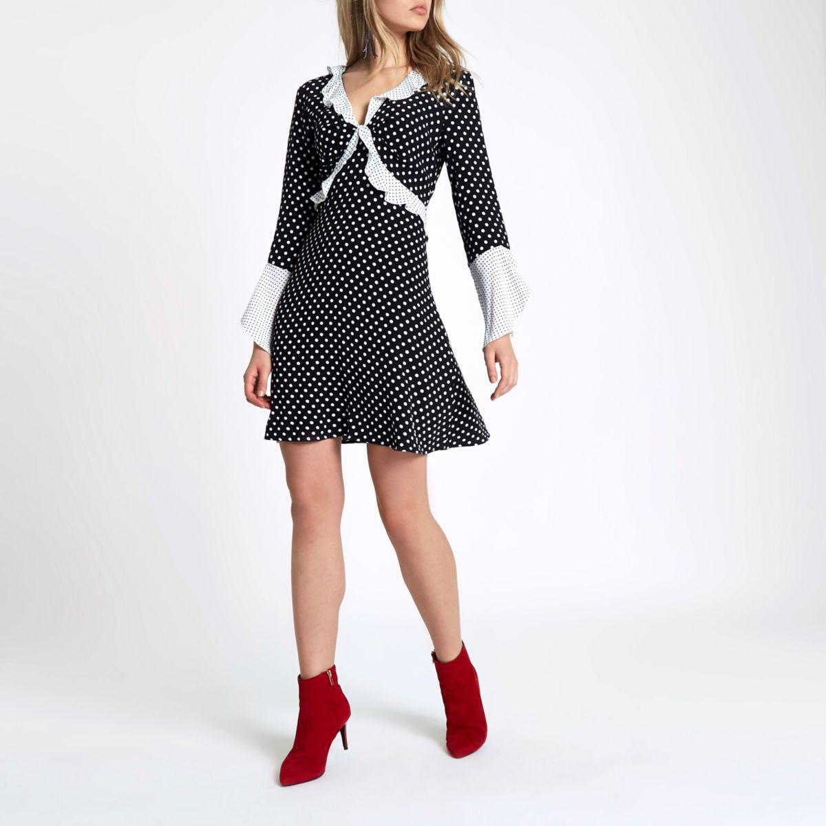 river island tea dress in polka dot