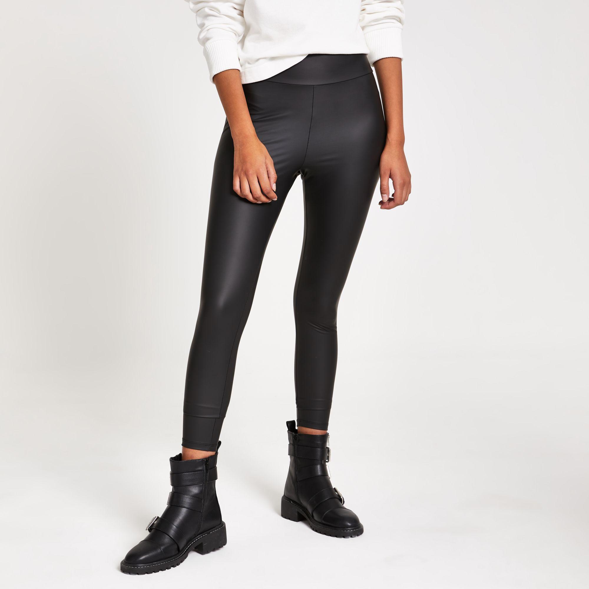 Wholesale Black Coated Lace Up Legging