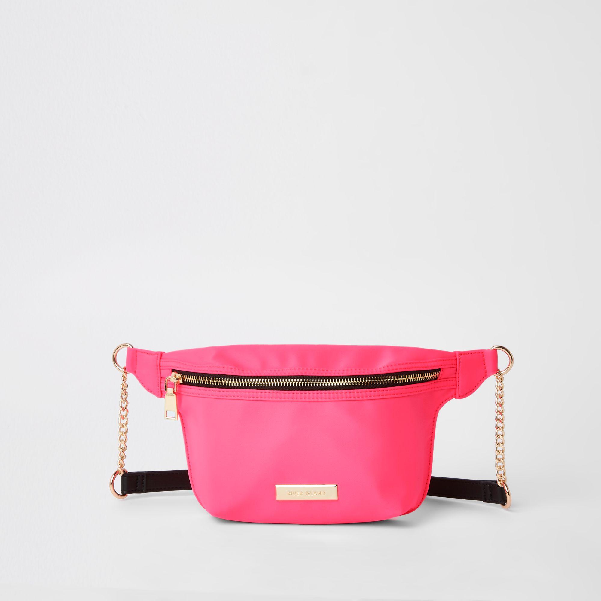 neon pink belt bag