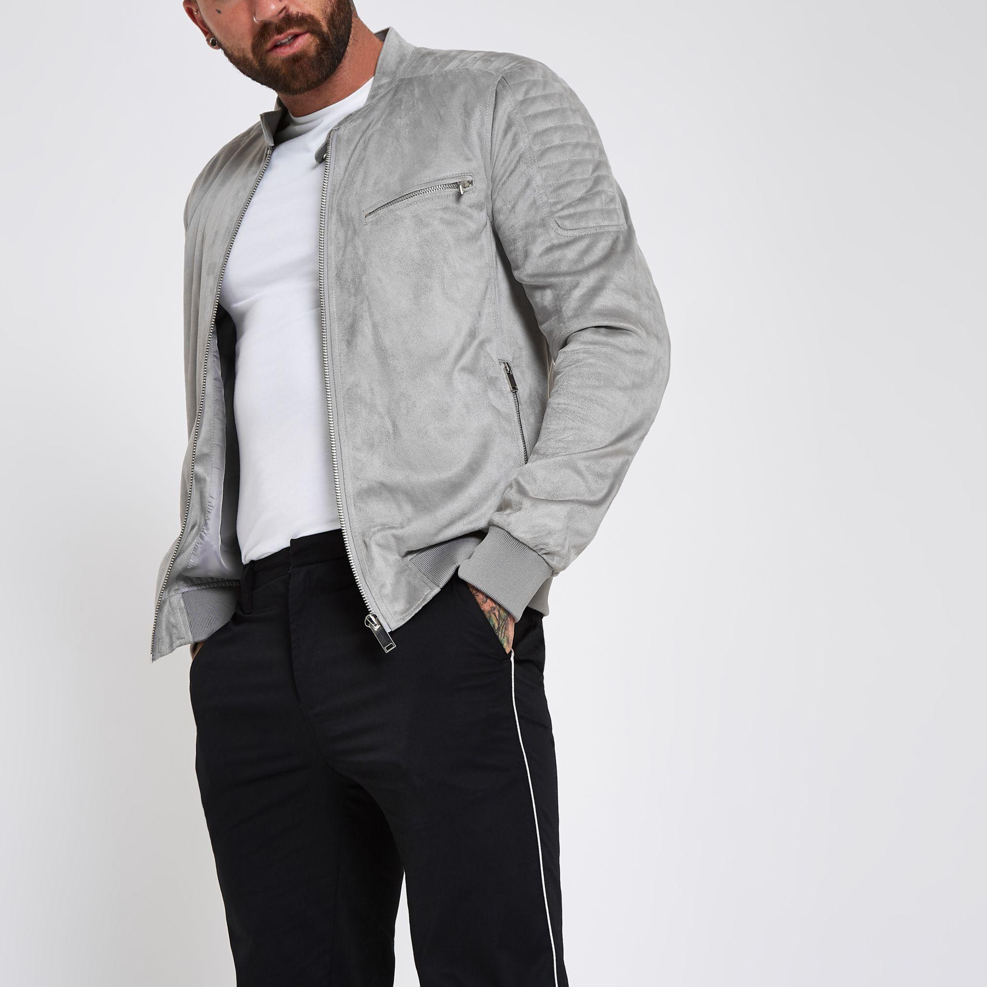 grey suedette jacket