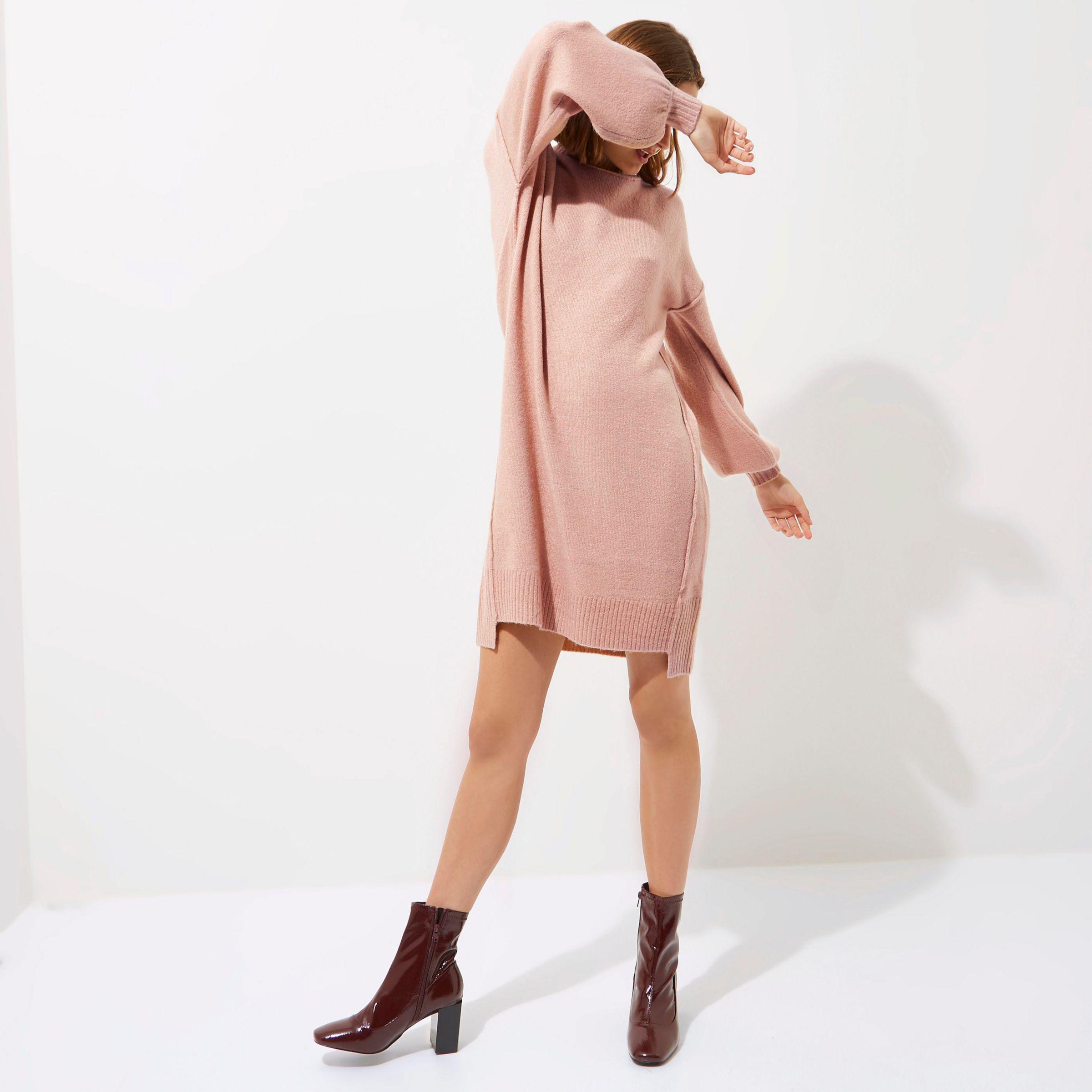 river island pink jumper dress