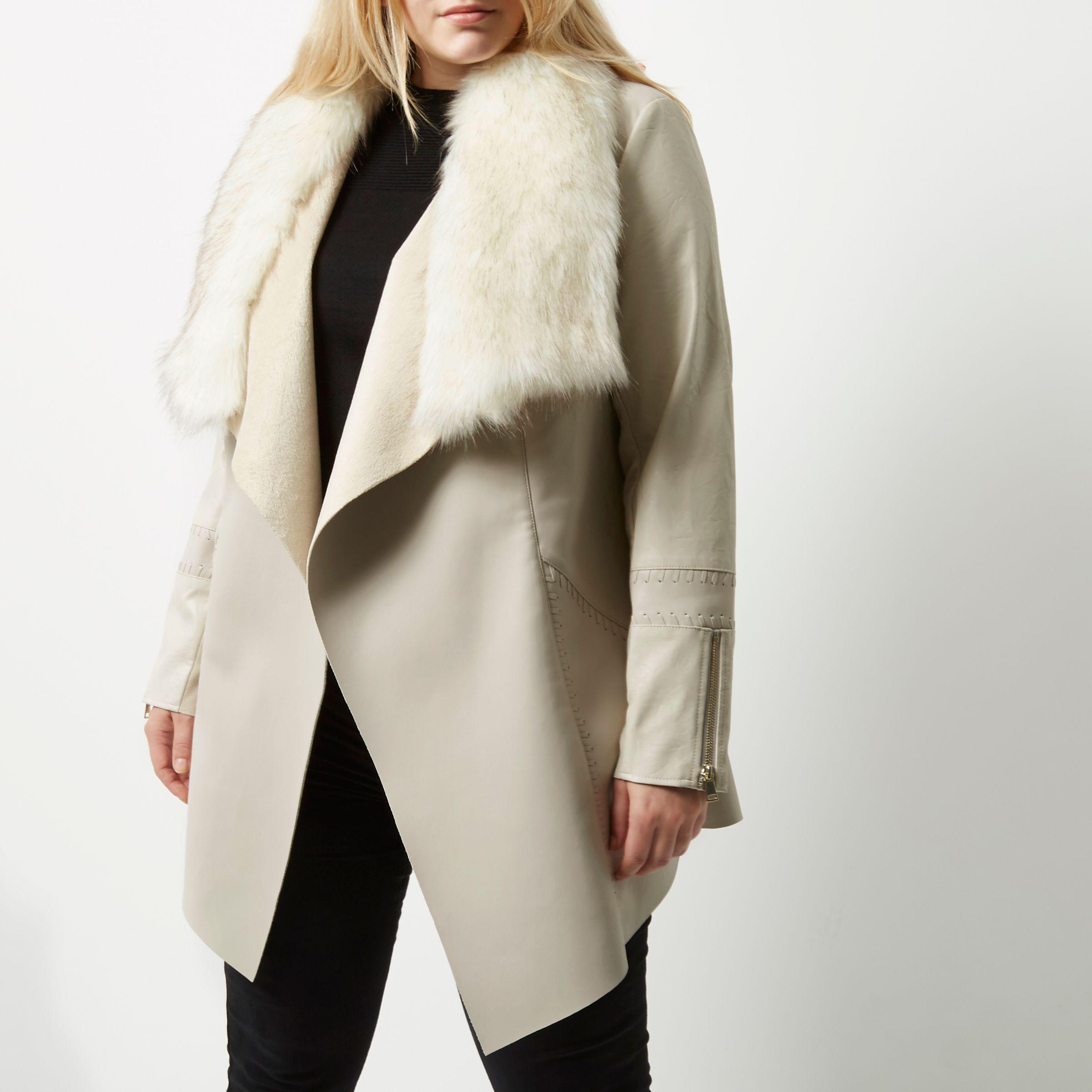 grey fur jacket river island
