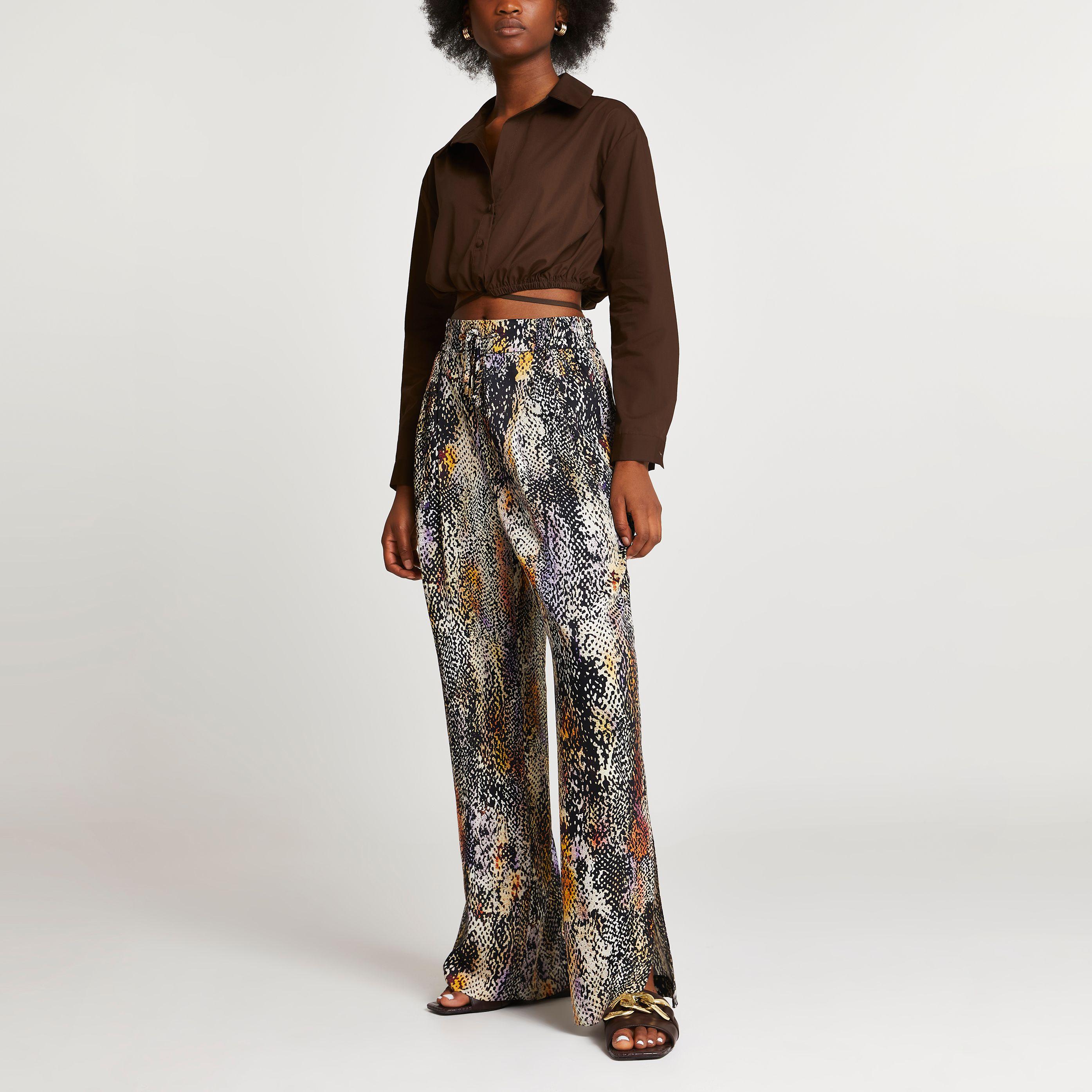 snake print straight leg trousers