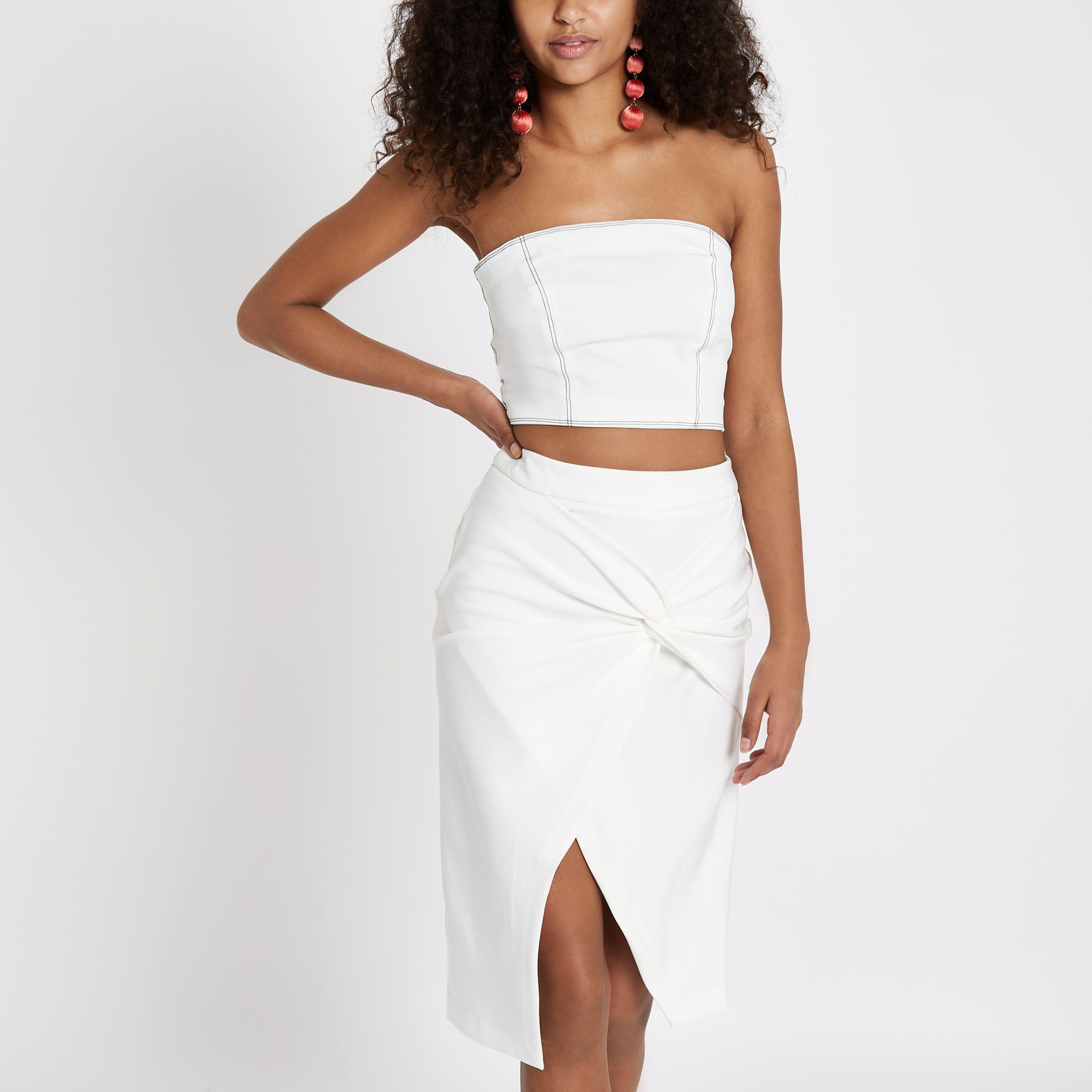 Twist Front Pencil Skirt - Lyst