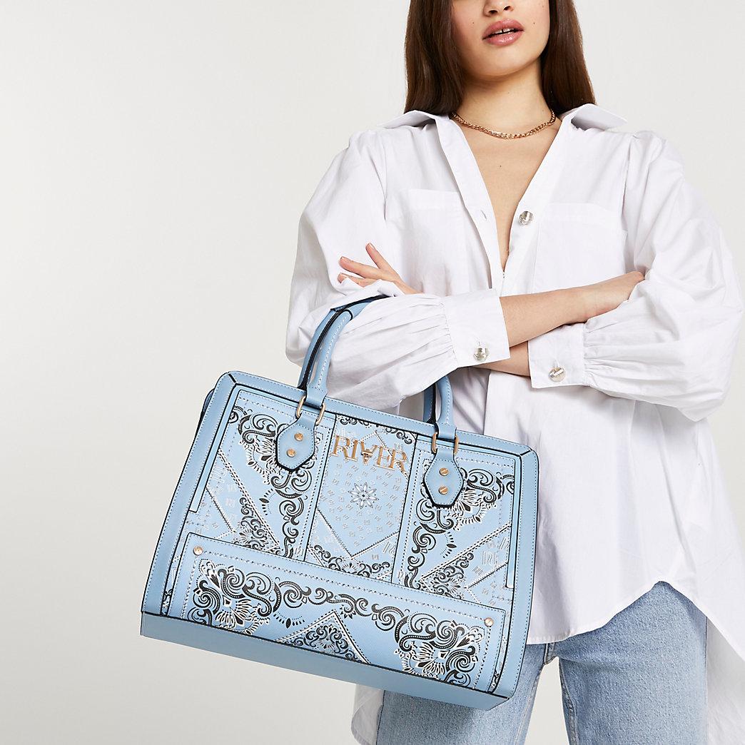 River Island Bandana Print Tote Bag in Blue | Lyst