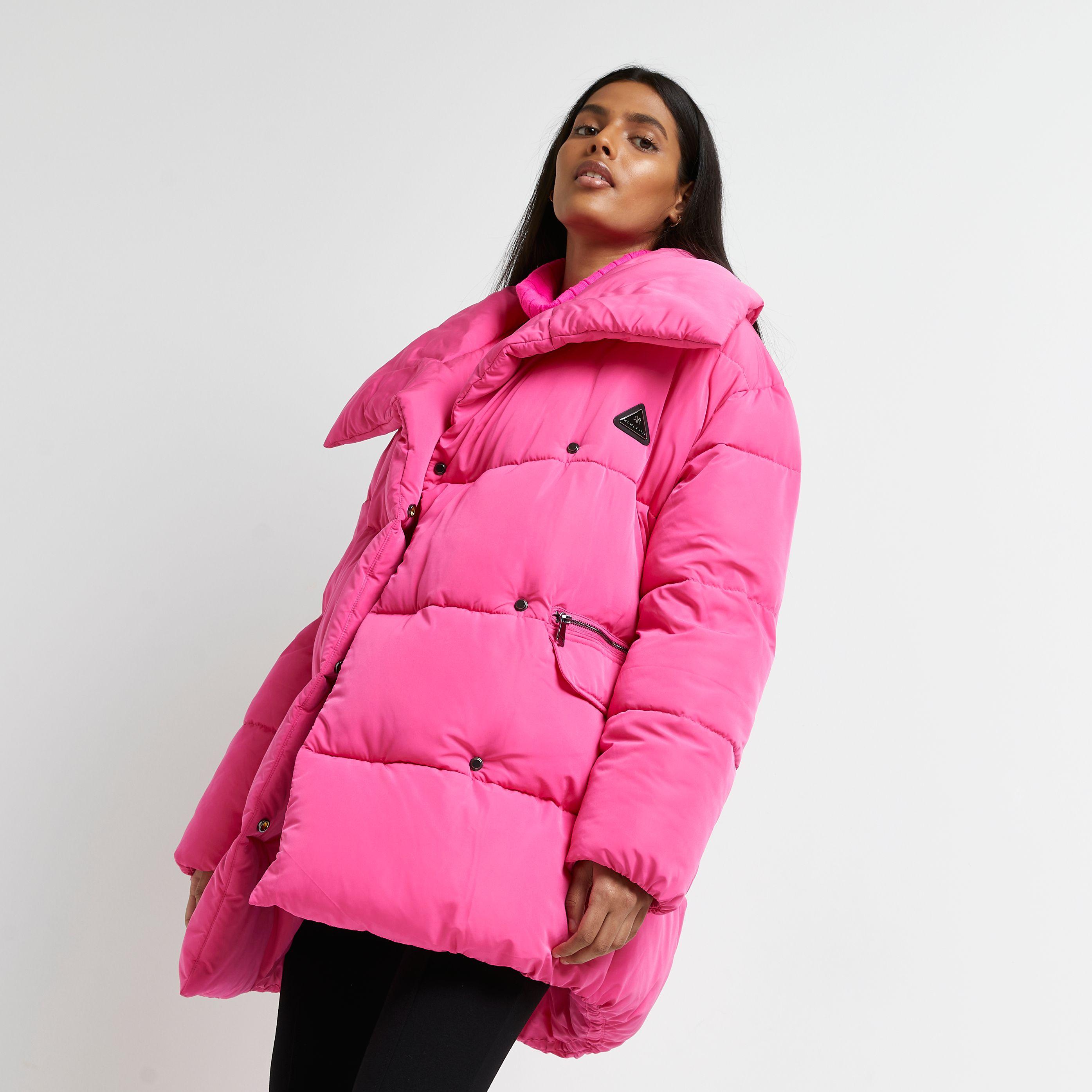River Island Pink Oversized Puffer Coat | Lyst UK