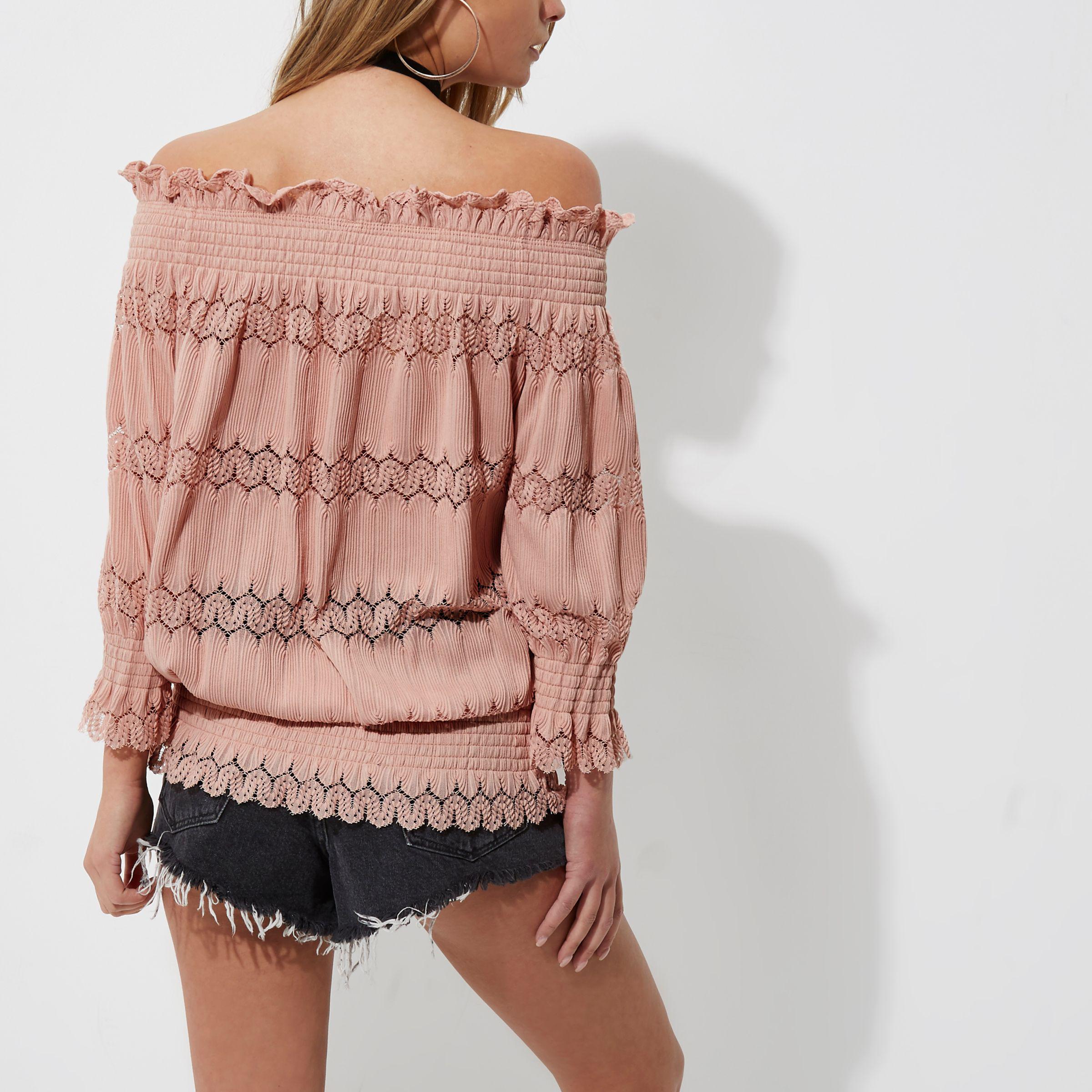 light pink bardot top