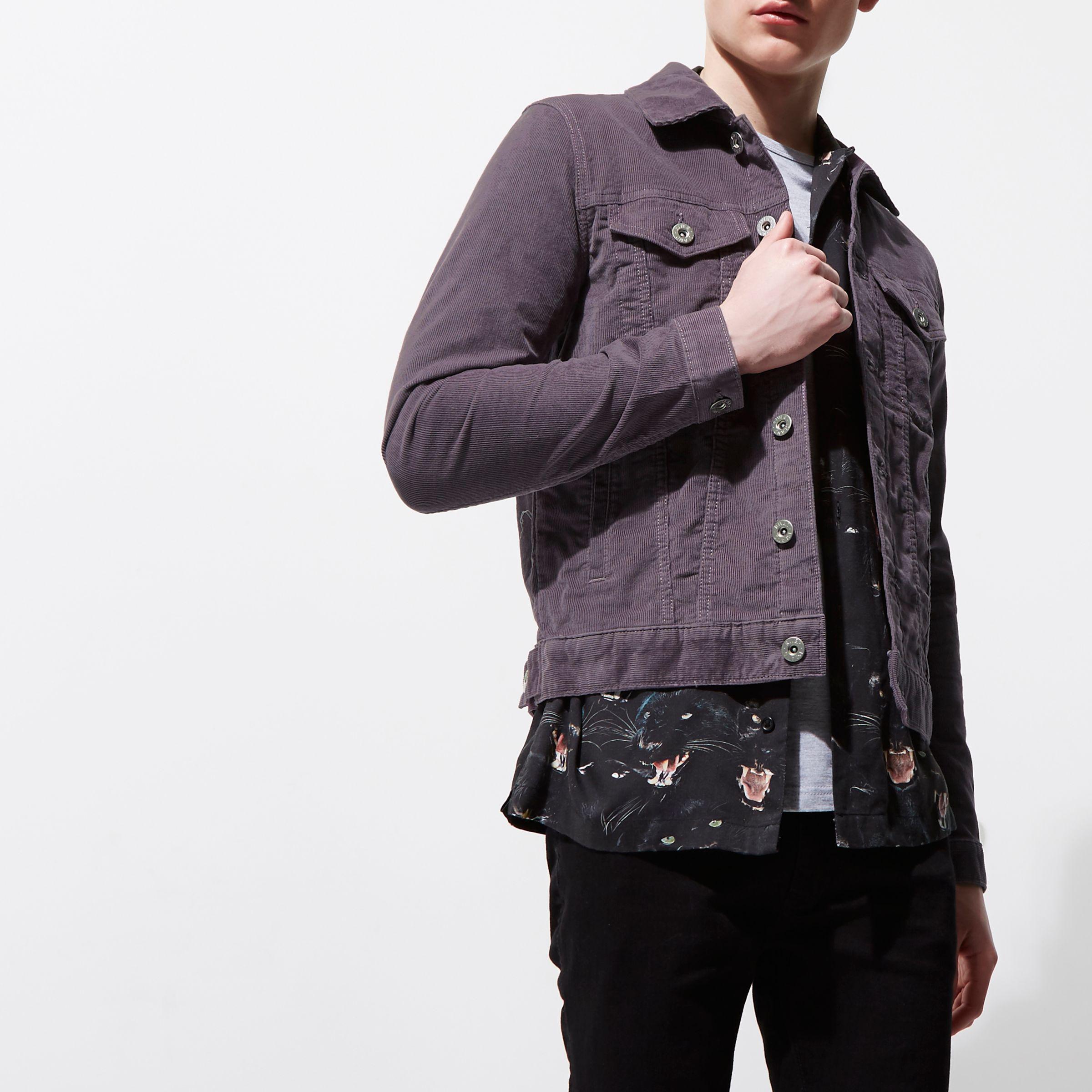 River Island Cord Jacket in Purple for 