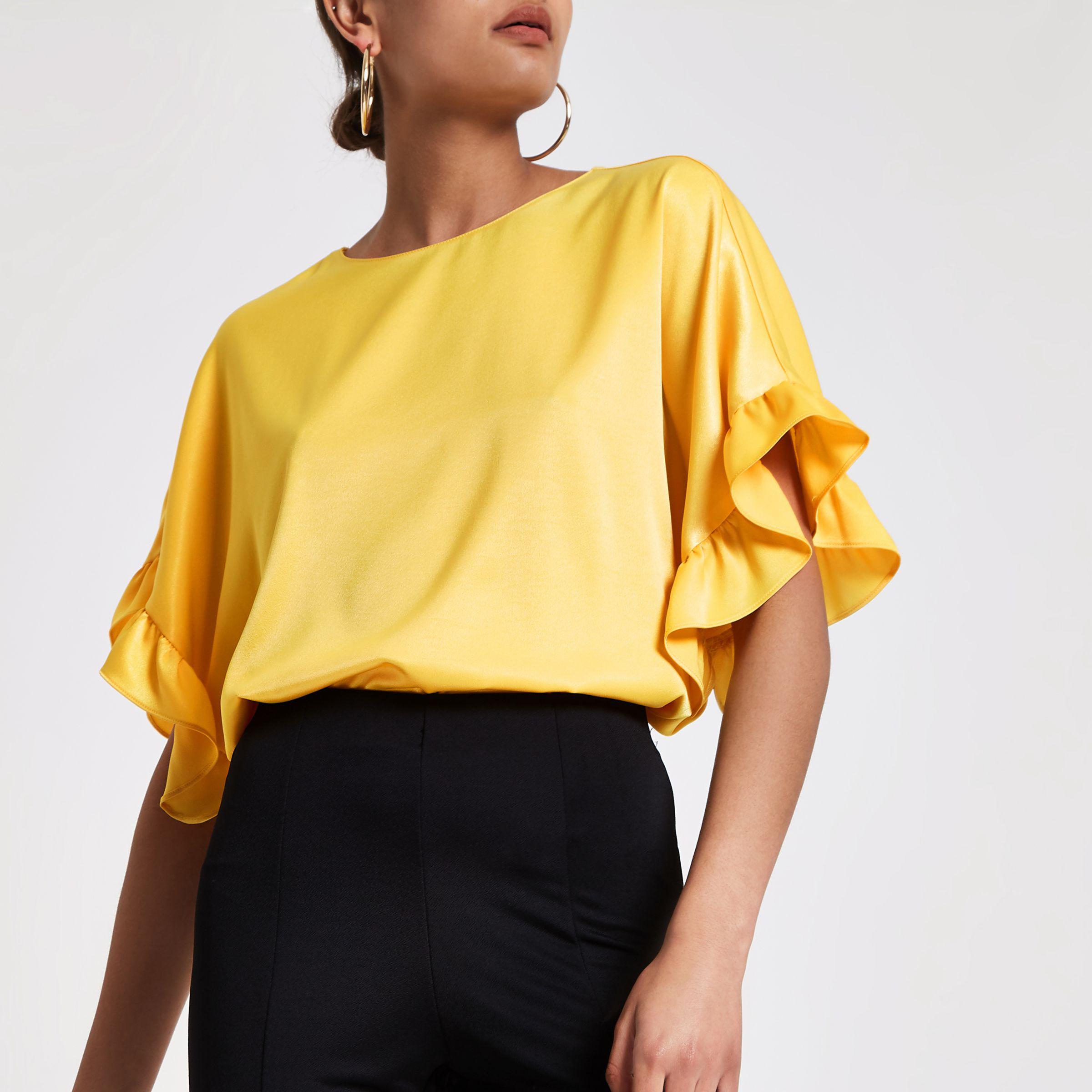 yellow frill sleeve top