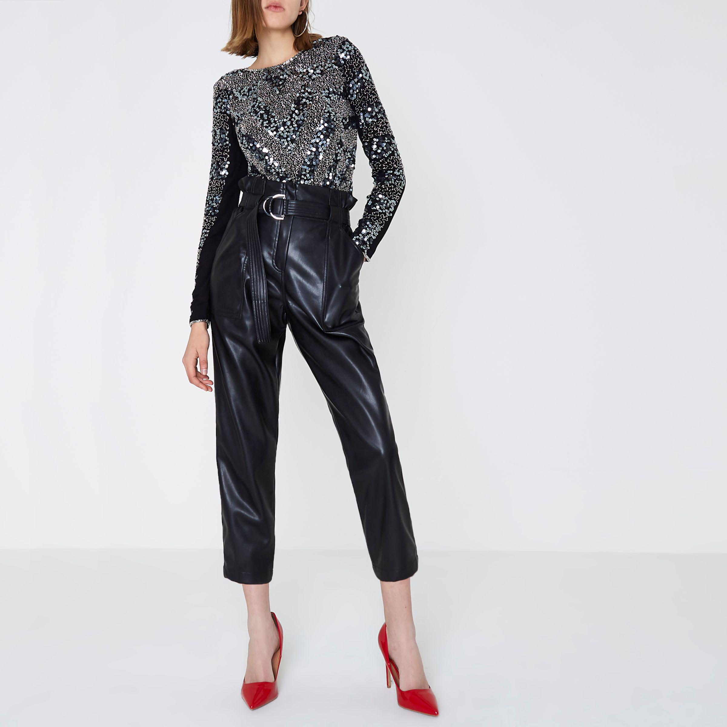 river island black sequin top
