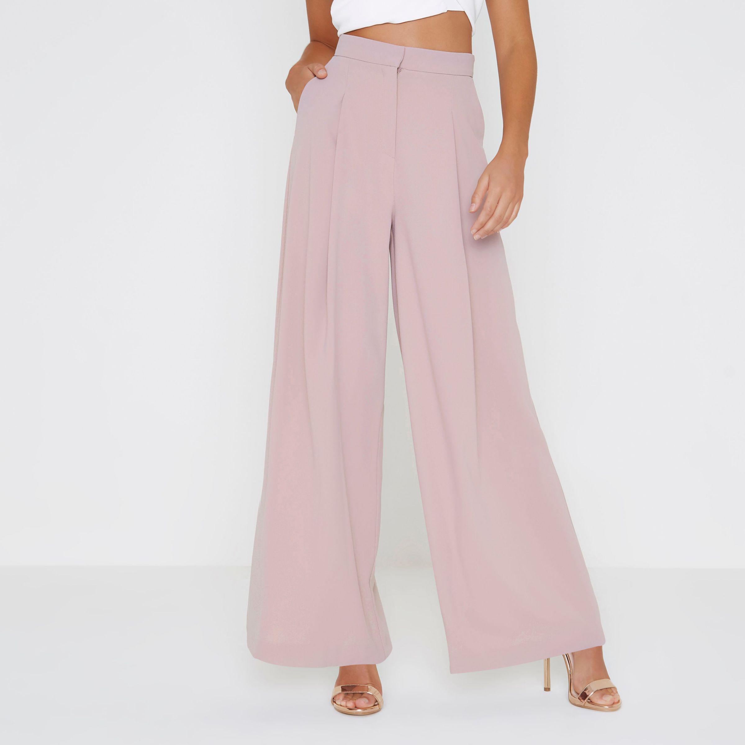River Island Synthetic Light Wide Leg Trousers in Pink | Lyst