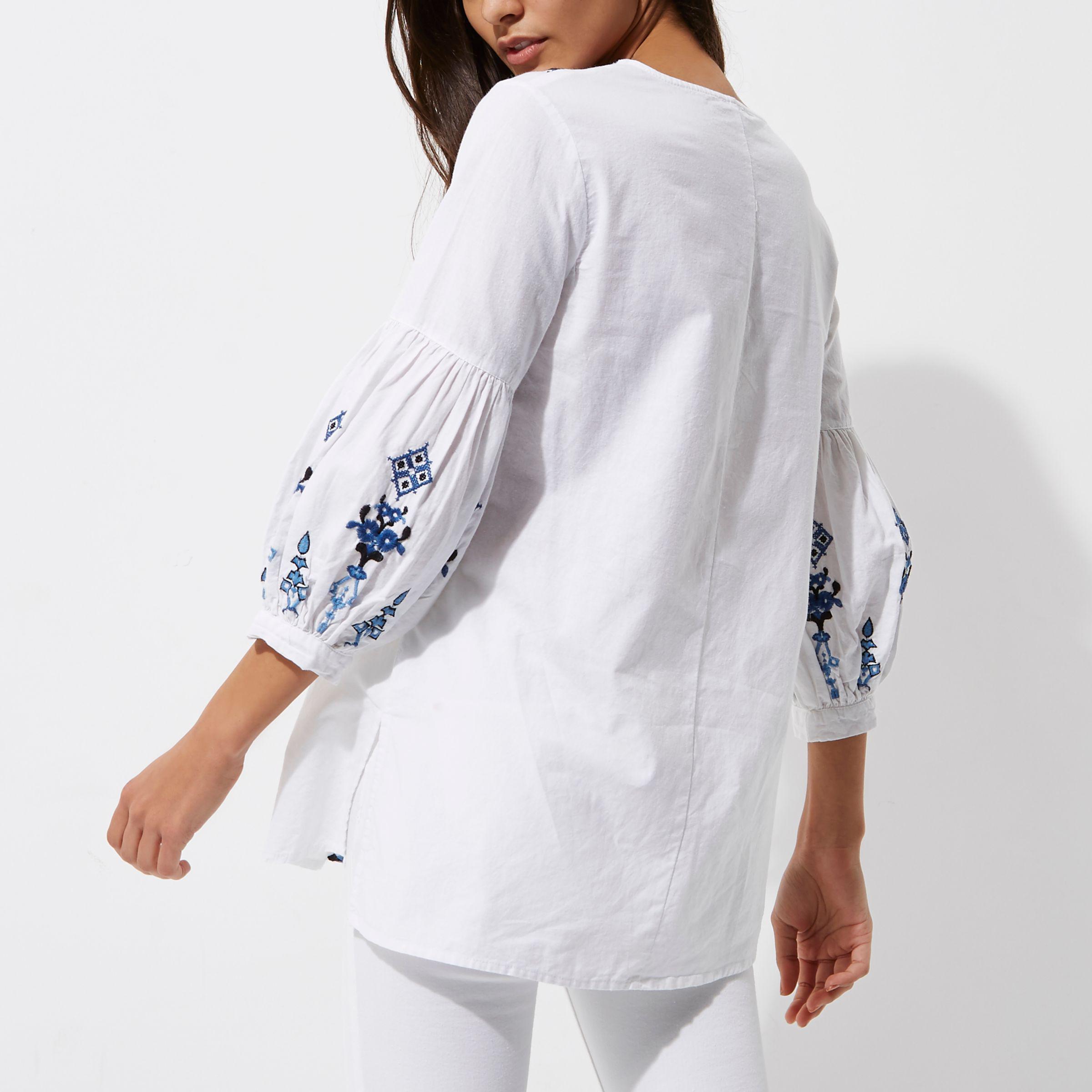 embroidered smock top